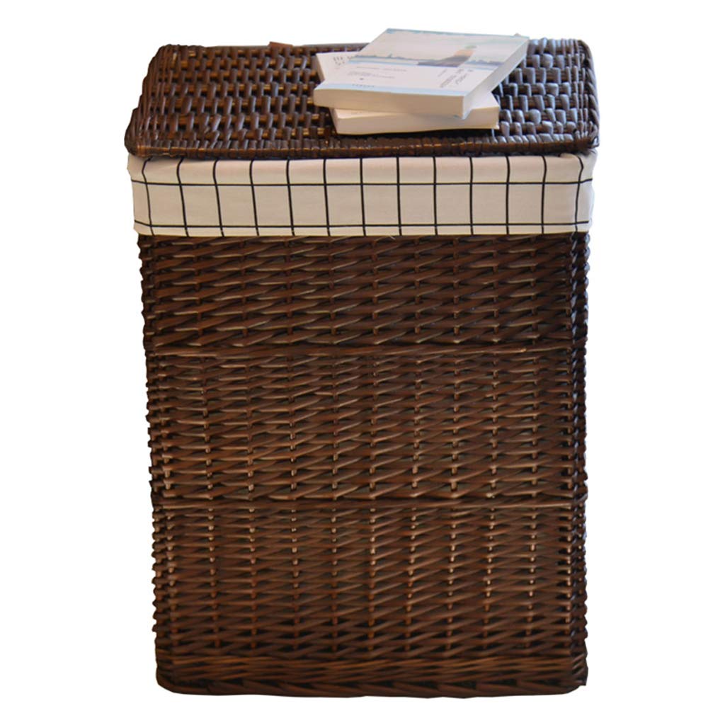 Rectangular Wicker Storage Baskets with Liner - Natural Rattan Organizer for Shelves, Toys, Towels & Nursery Decor - Perfect for Home, Office & Bathroom Organization