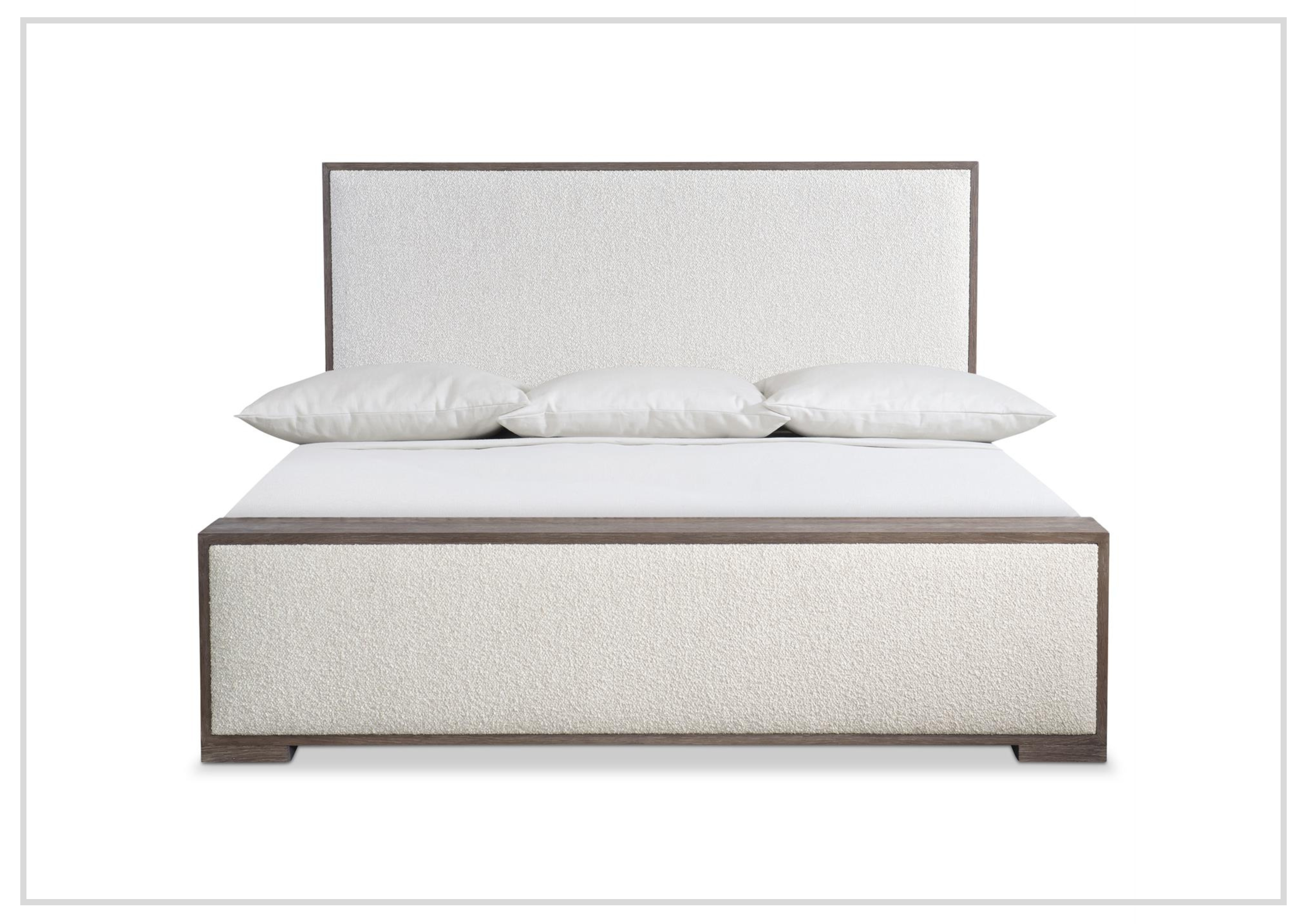 Bernhardt Casa Paros Upholstered Panel Bed - Queen Size Platform Bed Frame in Playa Brown Fabric | Modern Bedroom Furniture for Master Bedroom & Guest Room