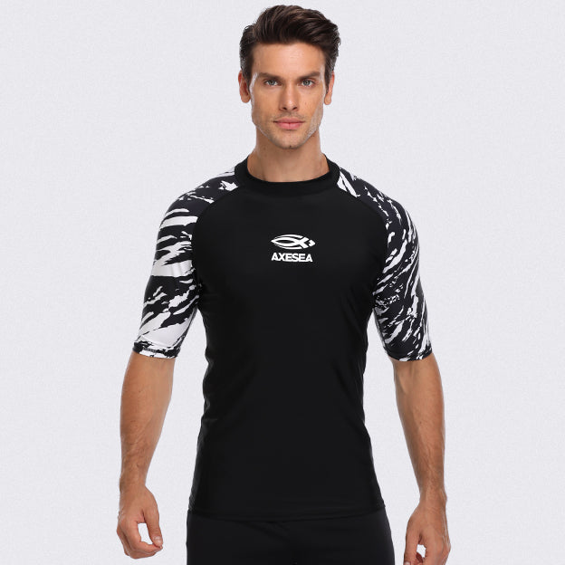 Men's UPF 50+ Sun Protection Short Sleeve Rash Guard Shirt - Quick Dry Swim Shirt for Surfing, Swimming, Beach & Outdoor Activities