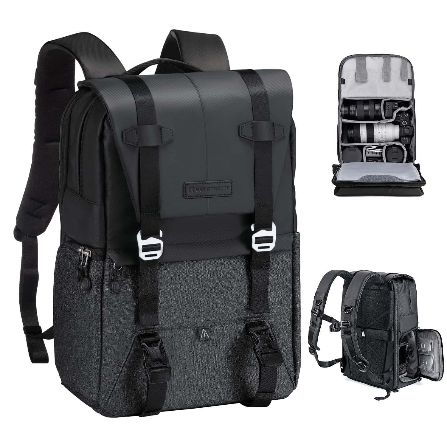 K&F Concept Professional Camera Backpack 20L - Waterproof DSLR/SLR/Mirrorless Camera Bag with Rain Cover, Large Capacity for Canon Nikon Sony Cameras & DJI Mavic Drone, Fits 15-15.6 Inch Laptop - Perfect for Travel, Hiking, and Outdoor Photography