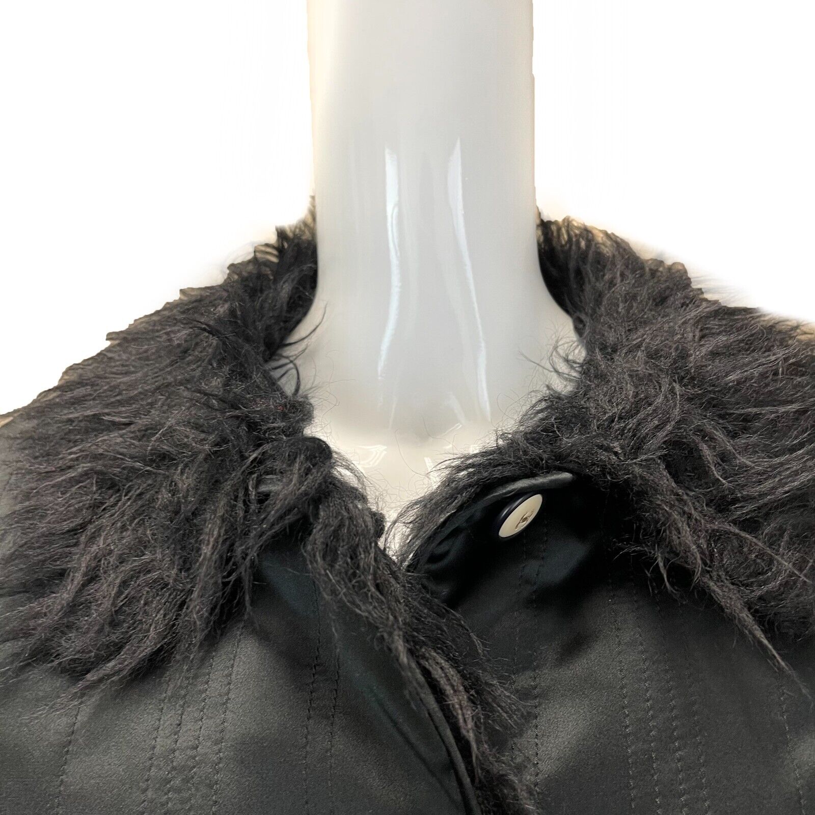 Chanel 17A Runway Black Air Force Parka with CC Logo Buttons & Faux Fur Collar - Size US 4 (36) | Luxury Winter Coat for Women, Fashion Outerwear for Street Style & Special Occasions