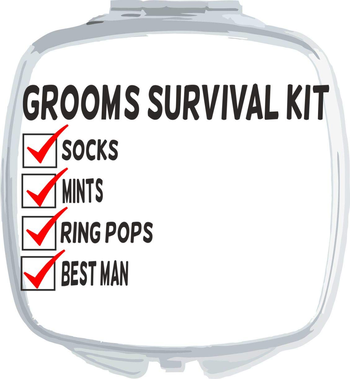 Personalized Groom Survival Kit - Compact Folding Pocket Mirror with Silver Square Design | Perfect for Weddings, Groomsmen Gifts & Travel Essentials