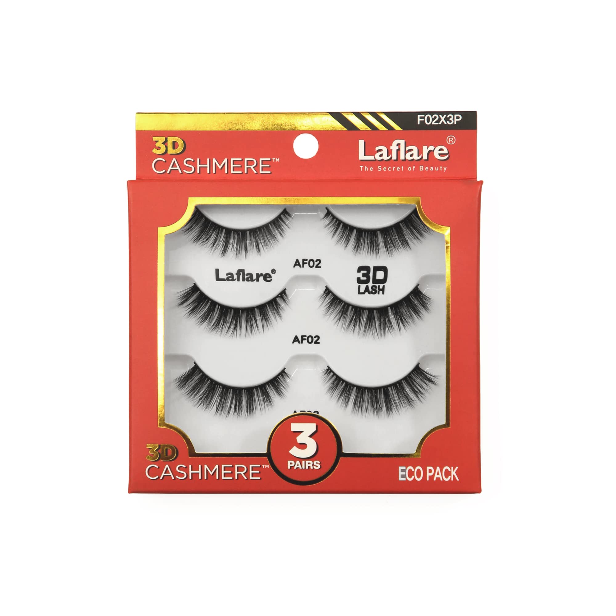 Laflare 3D Cashmere False Eyelashes - 3 Pairs Eco-Friendly Pack | 100% Cashmere Texture | Ultra Soft, Natural Look (Fresh, Glam, Wispy, Hot Styles) | Perfect for Parties, Weddings & Daily Wear