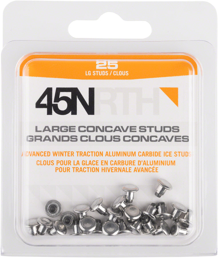 45NRTH Large Concave Carbide Aluminum Tire Studs - 25 Pack for Winter Biking & Snow Cycling Traction | Durable Metal Spikes for Ice Roads & Mountain Trails