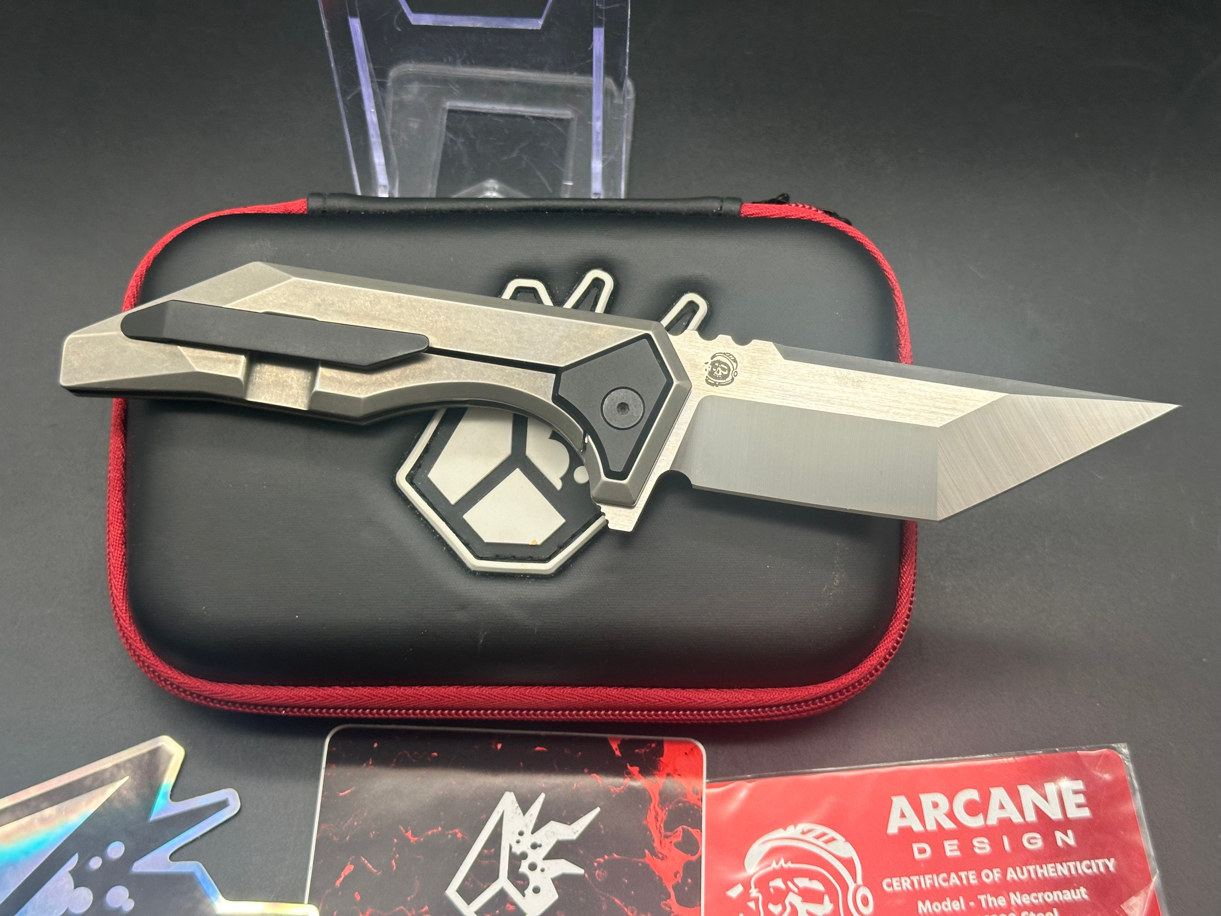 Arcane Necronaut Titanium Handle Folding Knife with M390 Steel Blade - Perfect for Outdoor Camping, Survival, and Everyday Carry (EDC)