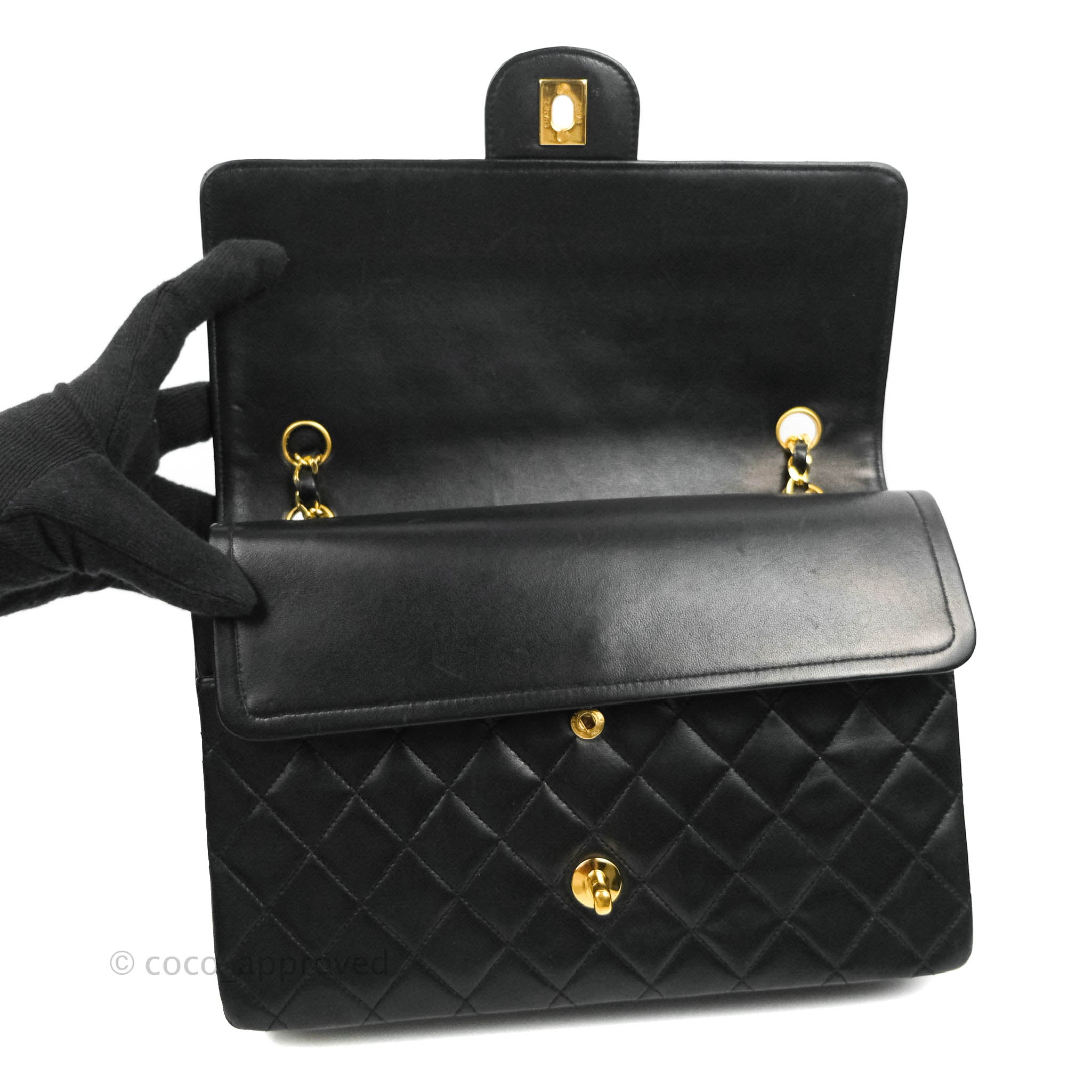 Vintage Chanel Classic Double Flap Bag in Black Lambskin Leather with 24K Gold Hardware - Luxury Handbag for Women, Perfect for Evening Events & Special Occasions
