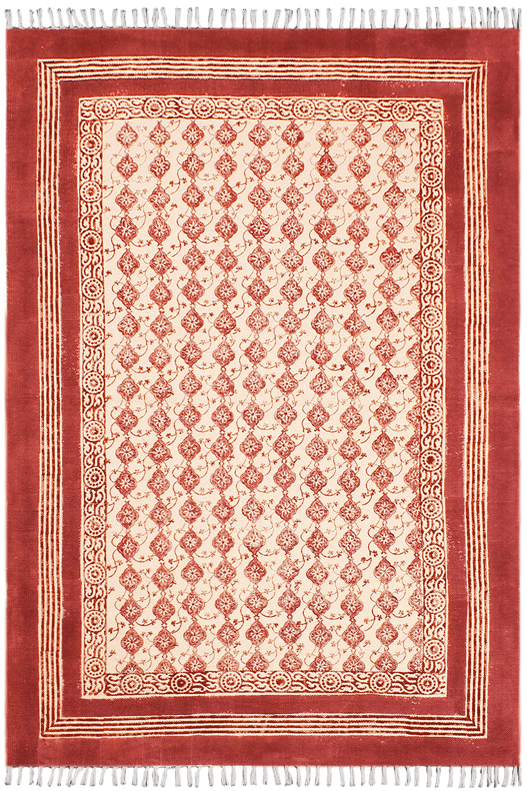 9x15 Ft Maroon Red Cotton Dhurrie Floral Kilim Rug - Rectangular Collection for Indoor & Outdoor Use | Flatweave Carpet Perfect for High Traffic Areas in Bedroom, Dining Room & Living Room | Durable & Stylish Home Decor