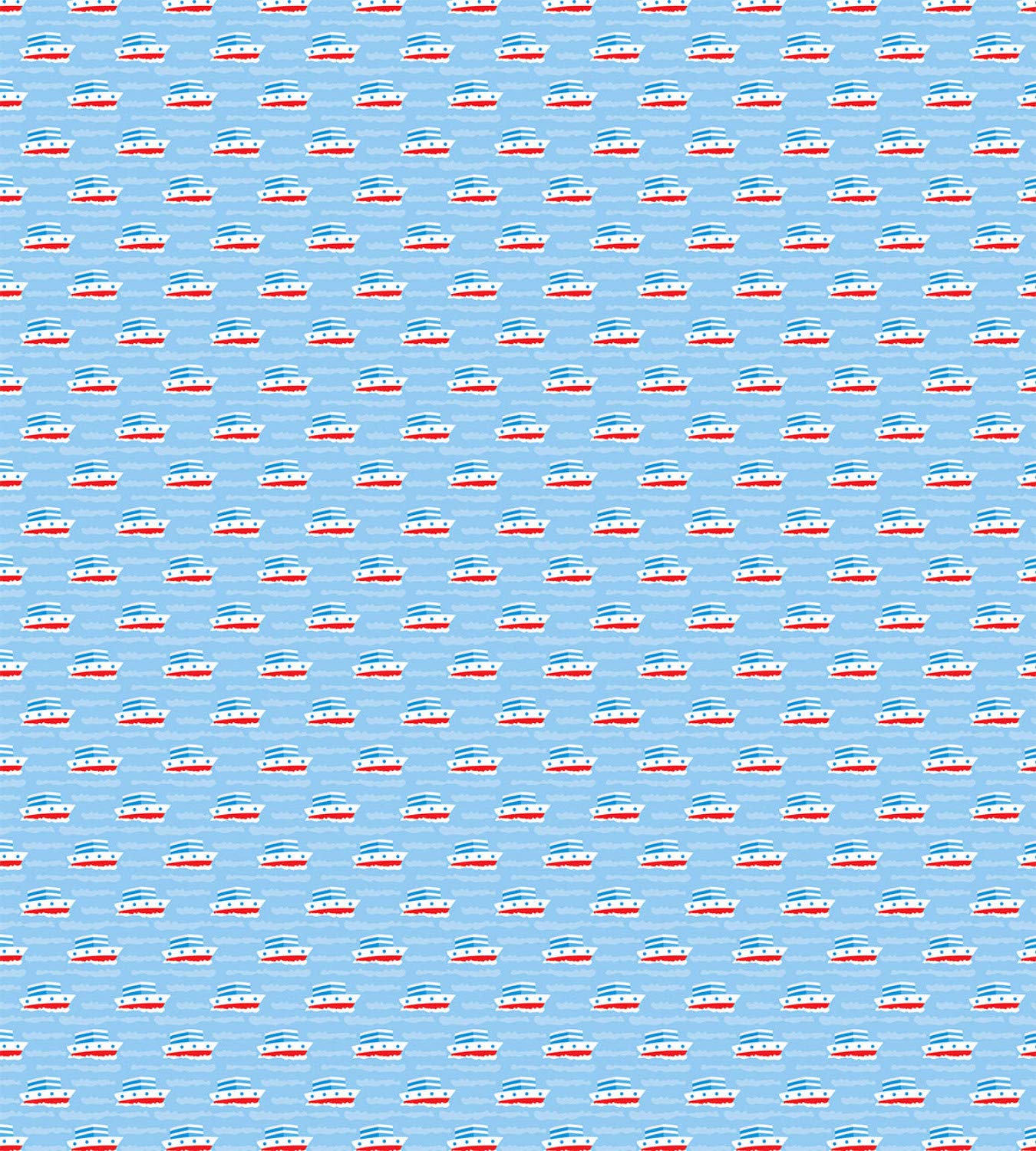Ambesonne Nautical Cruise Ship Duvet Cover Set - Queen Size 3 Piece Bedding with 2 Pillow Shams, Sailor Theme Cartoon Ships on Ocean Background in Pale Blue & Vermilion - Perfect for Kids' Rooms, Beach House Decor or Nautical Themed Bedrooms