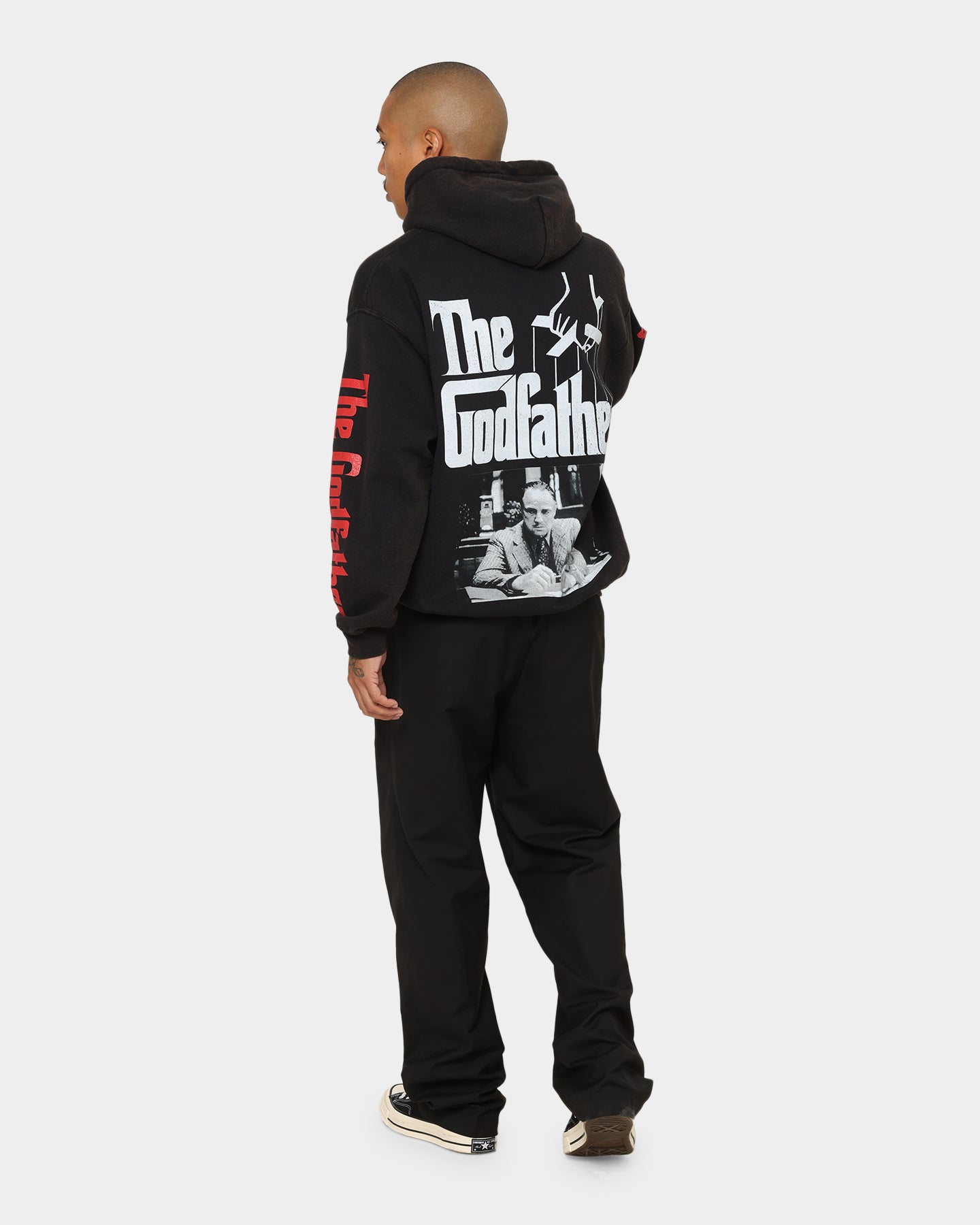 The Godfather Vintage Hoodie - Black Wash Distressed Cotton Pullover | American Thrift Retro Movie Merchandise | Perfect for Cosplay, Halloween & Gangster Theme Parties