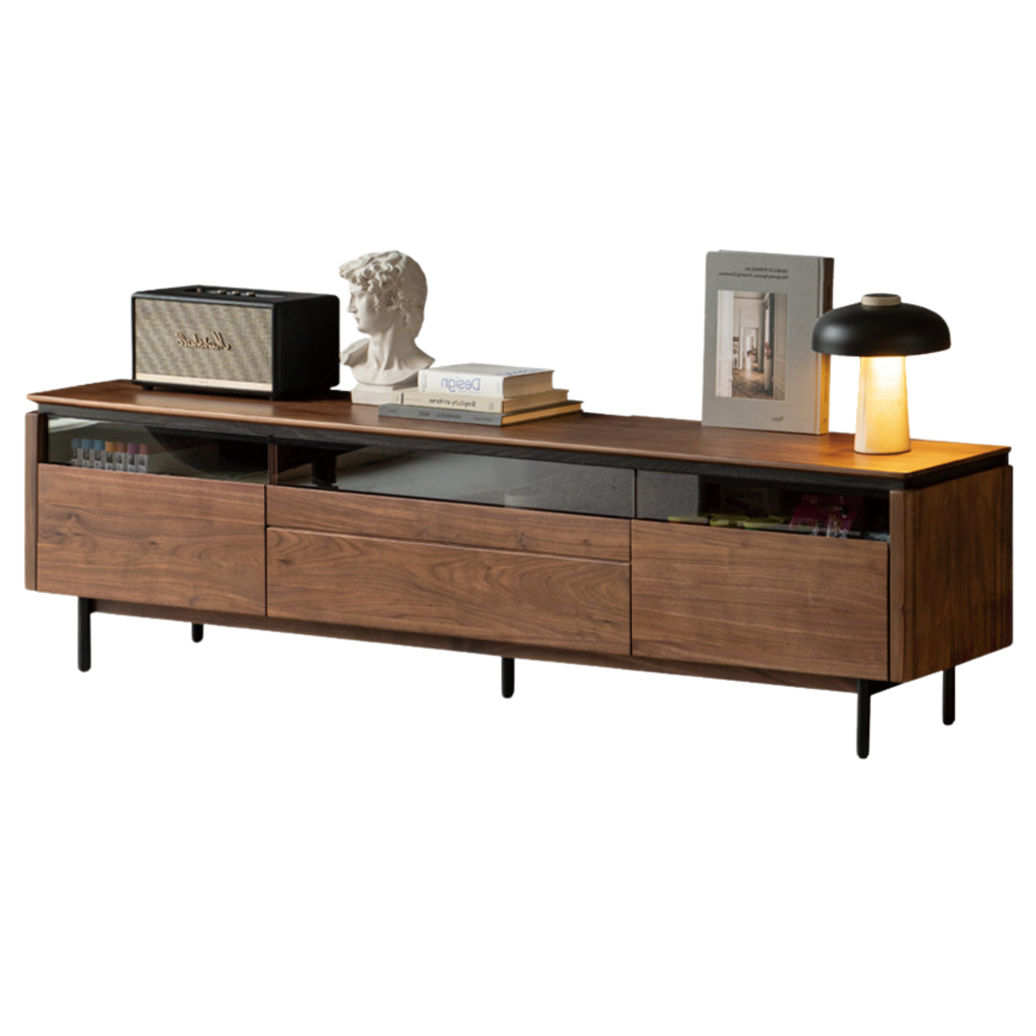 86.61x13.77x21.25 inch / 220x35x54сm / Black walnut color / TV stands
