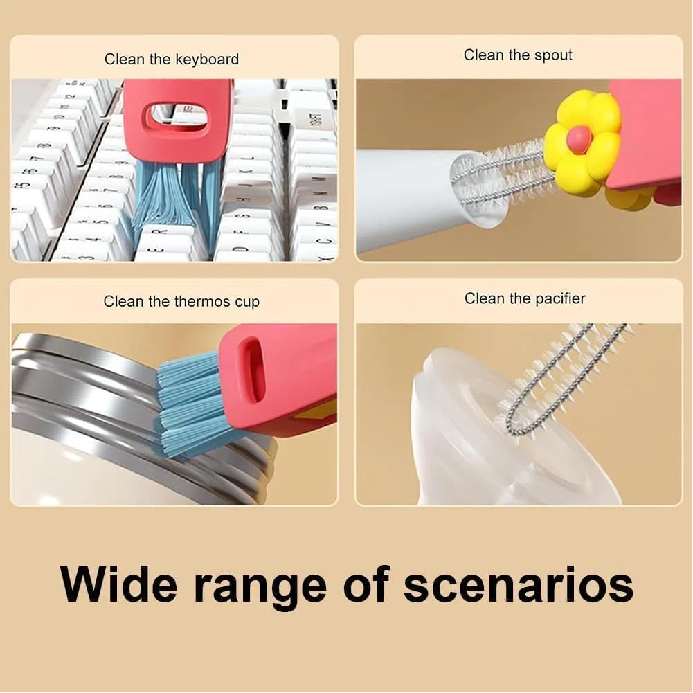 3 in 1 Cup Lid Cleaning Brush Set - Multi-Purpose Bottle Gap & Tight Space Cleaner with 3 Portable Brushes for Travel, Home & Office Use - Perfect for Mugs, Tumblers, Water Bottles & More