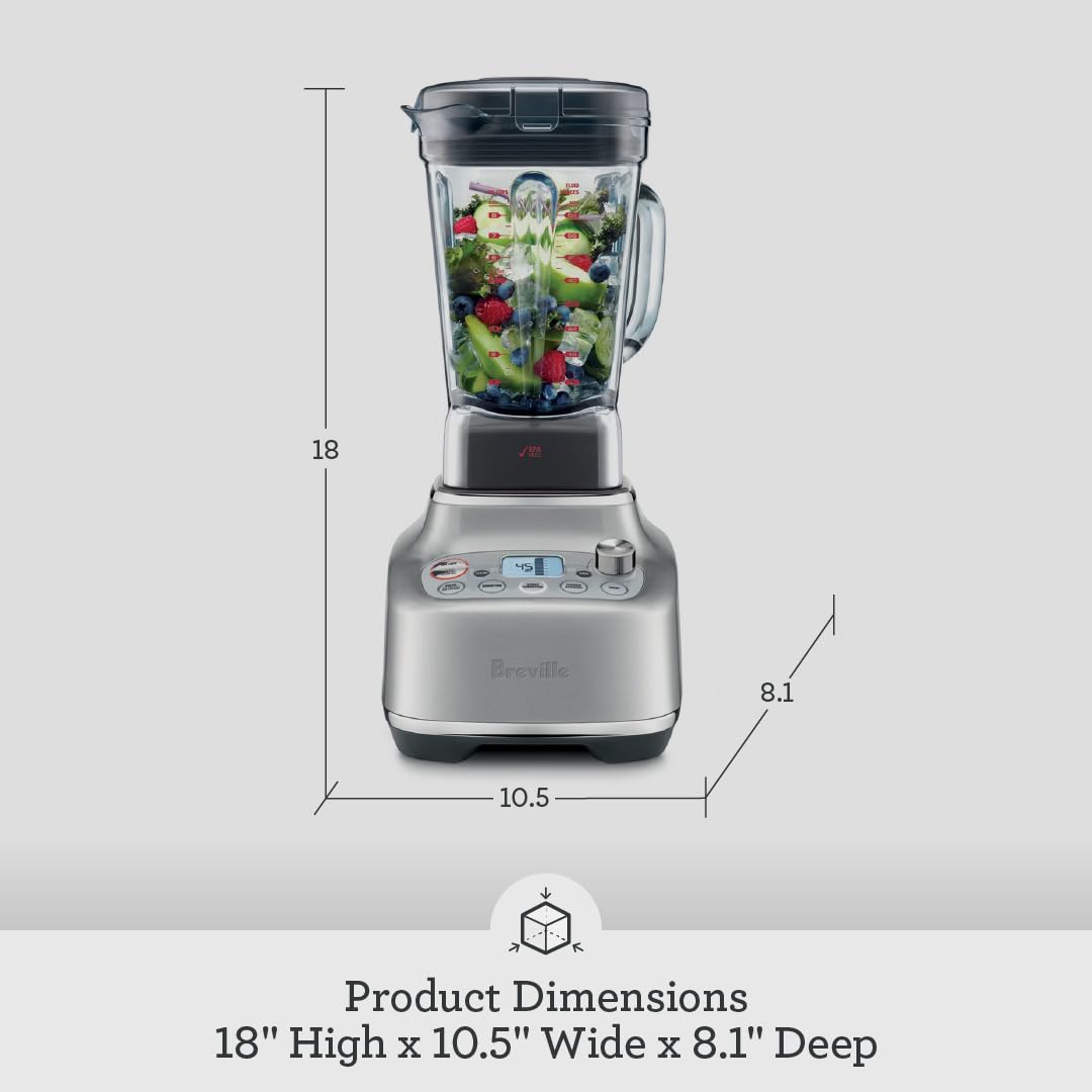 Breville BBL920DBL Super Q High-Speed Commercial-Grade Blender for Home Use - Damson Blue - Perfect for Smoothies, Soups, Nut Butters & Frozen Drinks