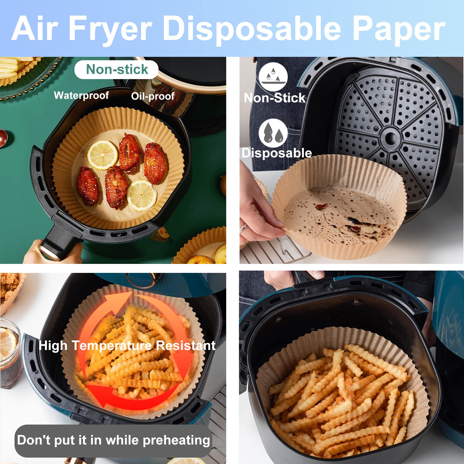 5-in-1 Air Fryer Accessories Kit - Oil Proof Disposable Paper Liners, Reusable Silicone Liners, Oil Sprayer, Magnetic Cheat Sheet with Cooking Times & Temperature Guide, Digital Cookbook | Perfect for Healthy Frying, Meal Prep & Family Cooking