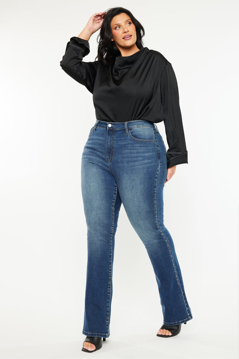 Hope Essentials High Rise Skinny Bootcut Jeans for Women - Plus Size Stretch Denim Pants - Comfortable & Flattering Fit for Casual Wear and Office Outfits