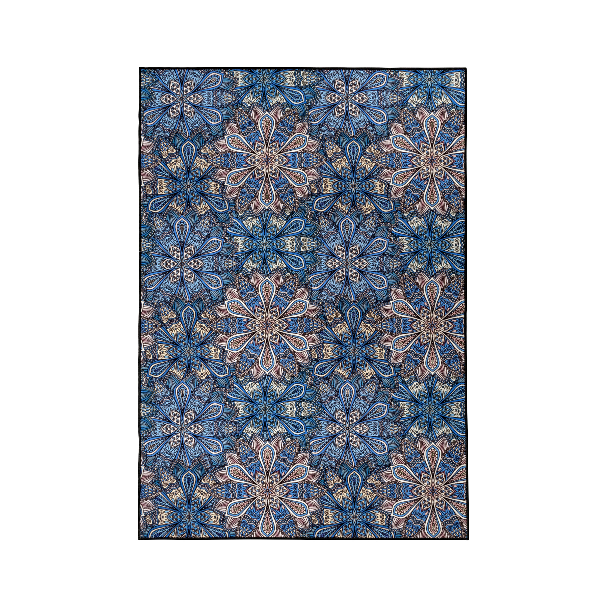 Bohemian Floral Non-Slip Indoor/Outdoor Area Rug - Perfect for Living Room, Bedroom, Patio & Boho Home Decor
