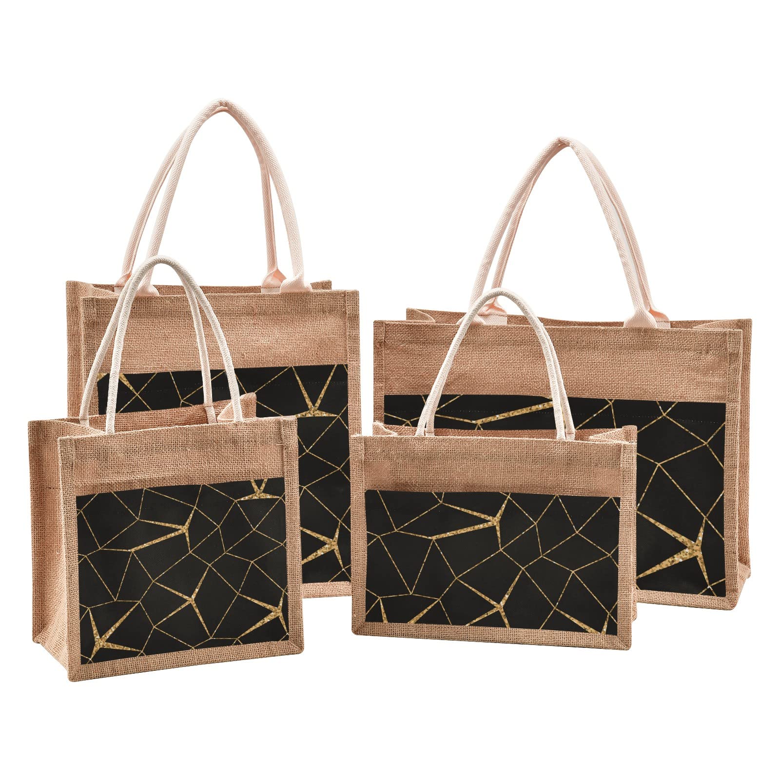 Premium Golden Mesh Jute Tote Bag - Waterproof Reusable Grocery Shopping Bag for Women, Eco-Friendly Beach Tote & Travel Carryall - Perfect for Farmers Market, Grocery Hauling & Beach Outings