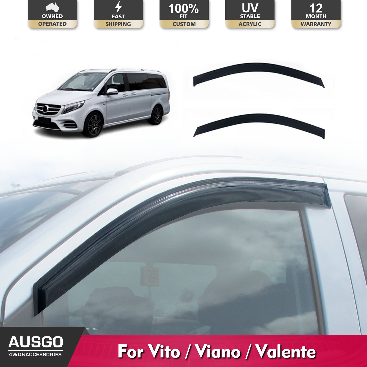 Weather Shields for Mercedes Benz Vito / Viano / Valente 2004-2015 - Wind & Rain Protection for Side Windows - Perfect for Road Trips & Outdoor Adventures