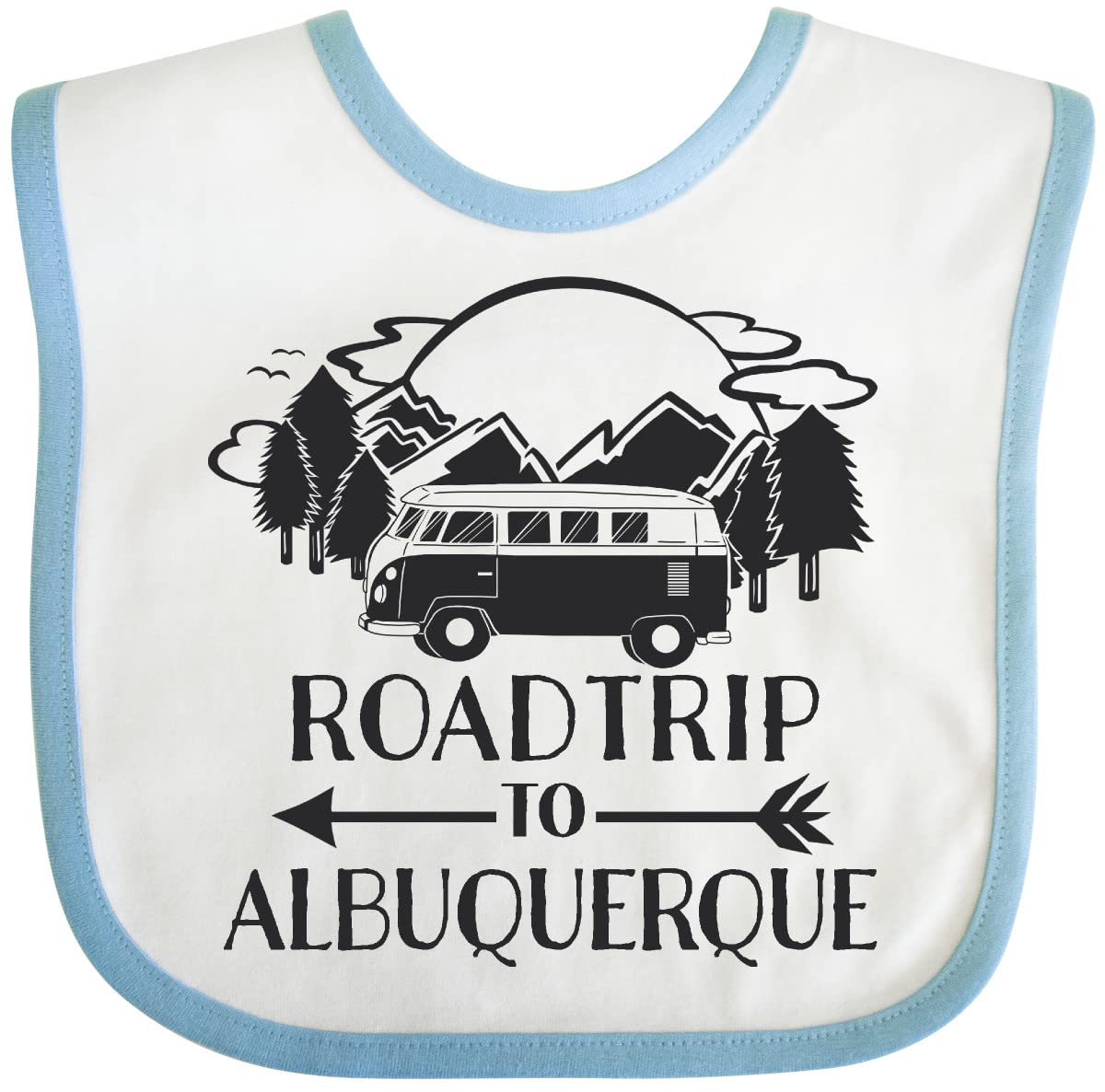 Inktastic Road Trip To Albuquerque Baby Bib - Soft Cotton Drool Bib for Infants & Toddlers - Perfect for Travel, Feeding, and Everyday Use