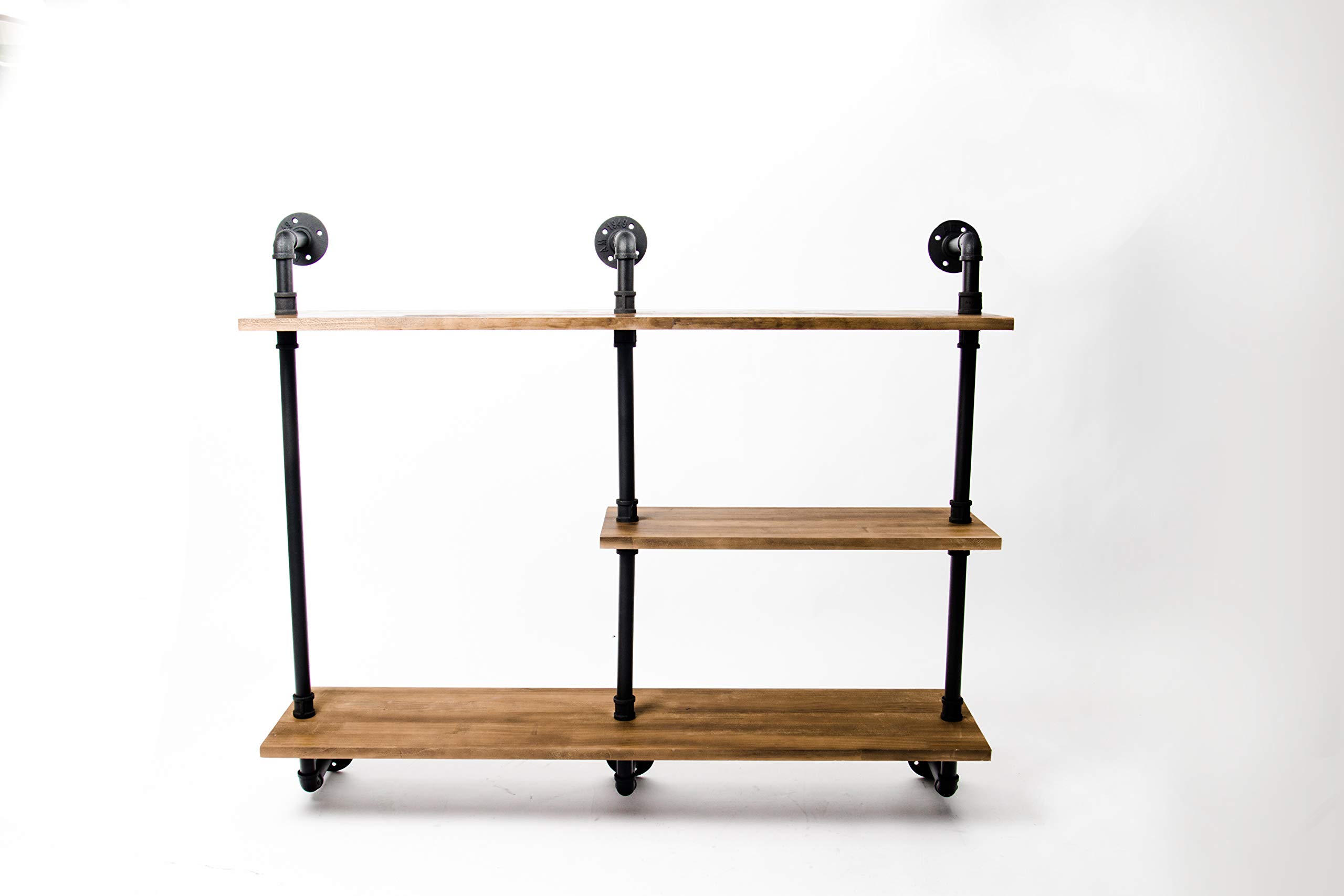 Industrial Iron Water Pipe 3-Tier Wall Mount Shelf - Rustic Pipe Rack for Living Room, Study, Kitchen Storage | Perfect for Books, Decor & Organizing Small Spaces