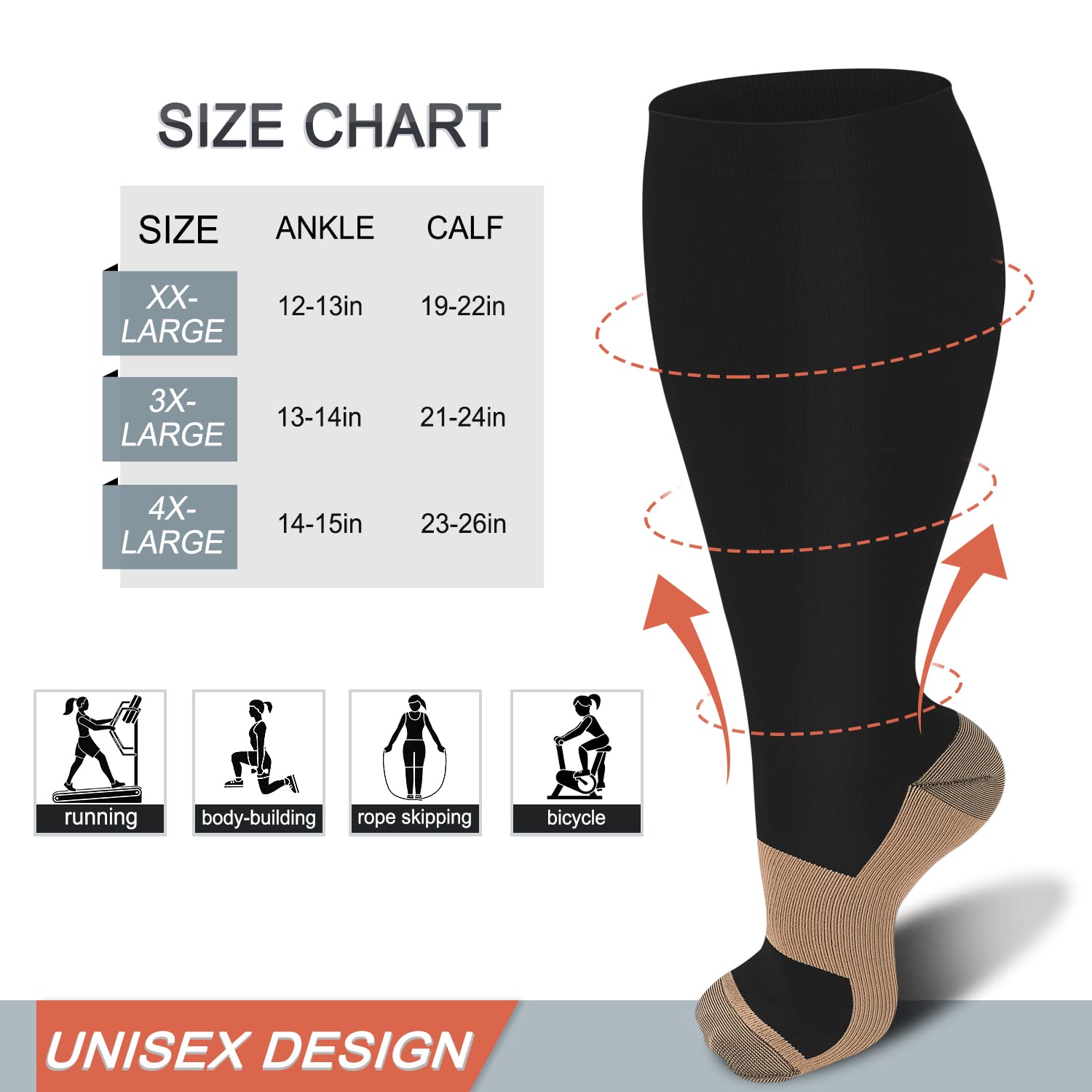 3 Pairs Diu Life Plus Size Compression Socks for Women & Men - Wide Calf Knee High Support Socks for Circulation - Perfect for Travel, Running & Nursing