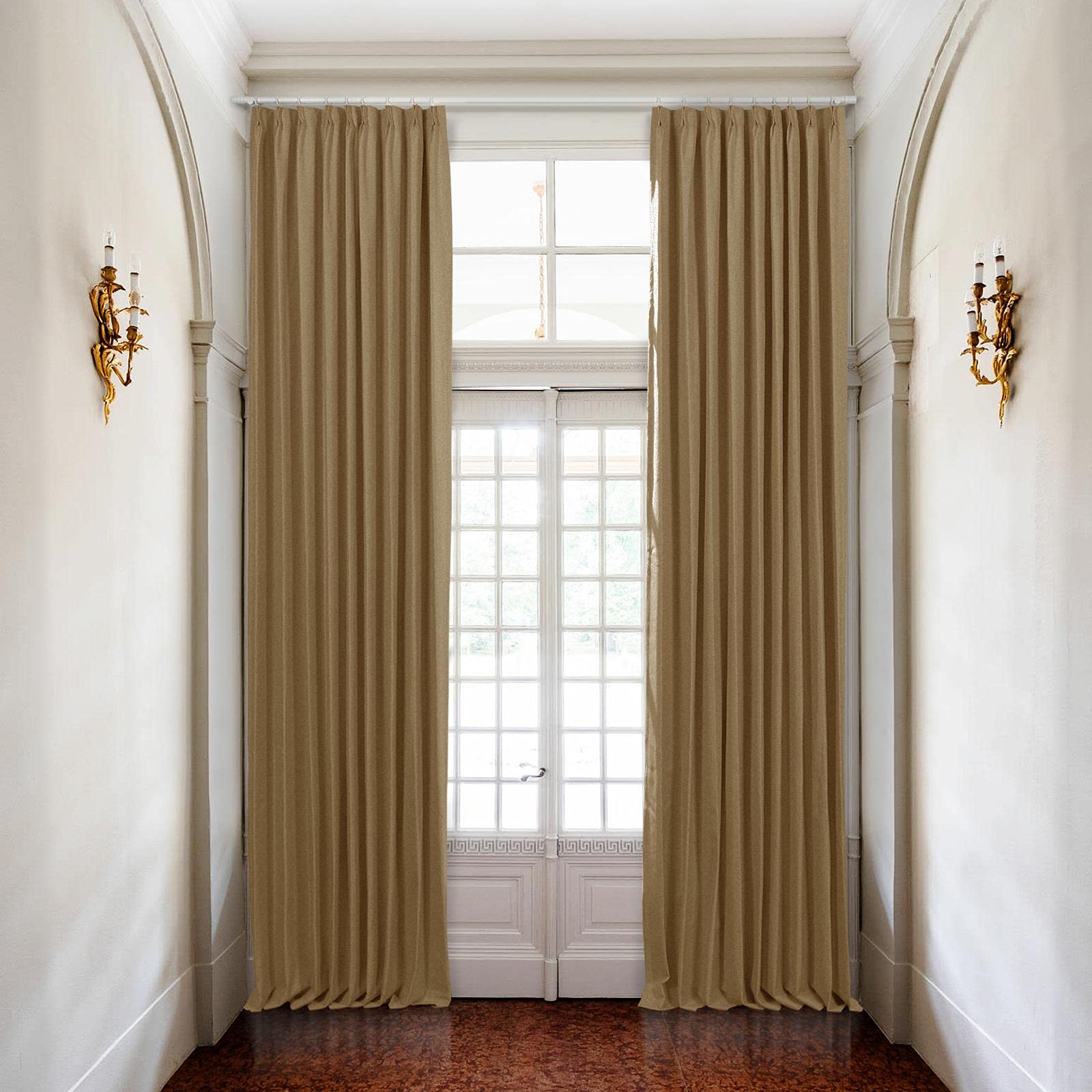 ChadMade Blackout Thermal Insulated Linen Curtain Panel - Extra Long 50Wx204L Pinch Pleat Drapes for Bedroom & Living Room - Light Blocking, Noise Reducing, Energy Efficient Window Treatment (1 Panel, Mayra Collection)