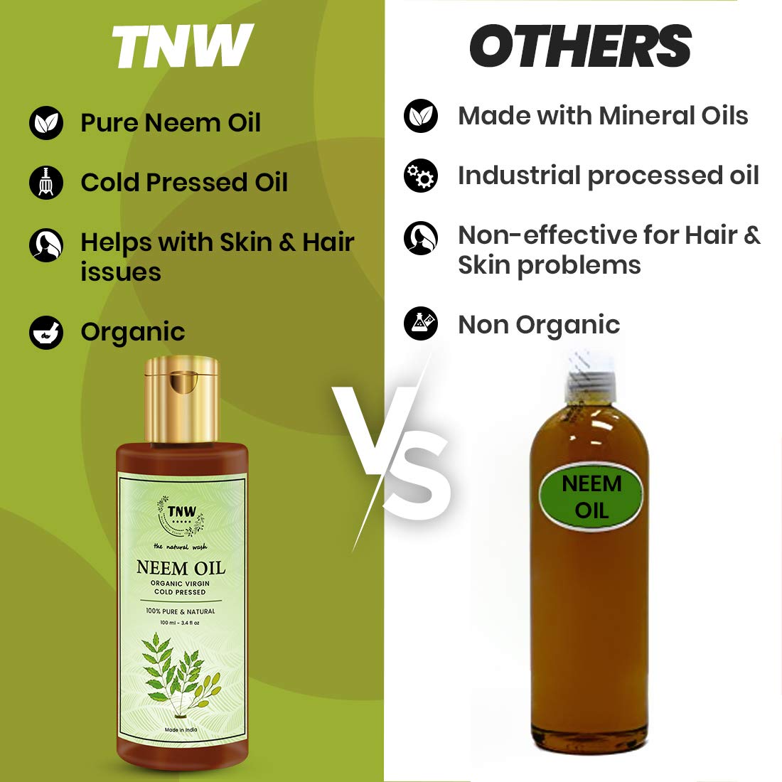 Pure Neem Oil for Hair, Skin & Face - 100% Natural Neem Seed Extract (100ml) | Reduces Acne, Pimples & Fungal Infections | Organic Hair Growth Treatment & Skin Care Solution | Perfect for Daily Skincare Routine & Natural Remedies