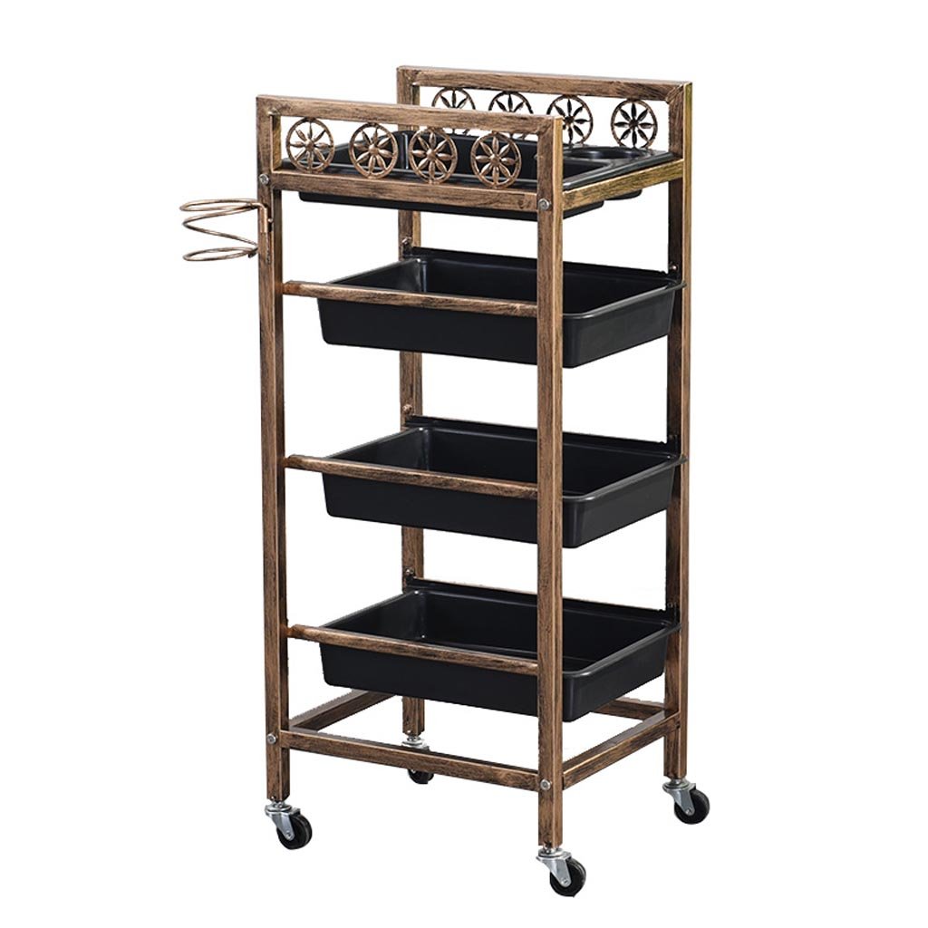 ZSCLLCQ 4-Tier/5-Tier Rolling Beauty Salon Cart with Tool Tray - Mobile Makeup Organizer for Hair & Nail Salon, Retro Style Storage Trolley - Perfect for Salon Professionals & Home Beauty Stations