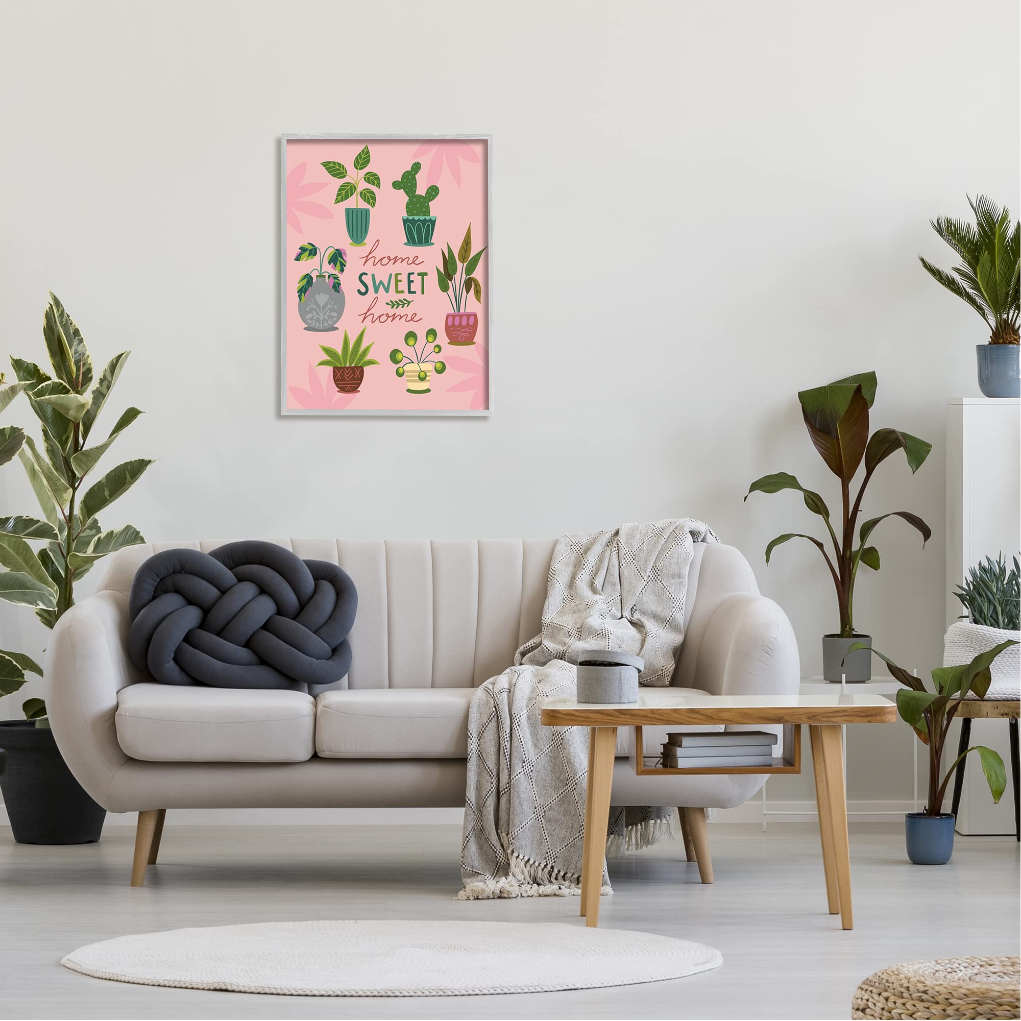 Stupell Industries Home Sweet Home Charming Potted House Plants - Louise Allen Design | Perfect for Living Room, Bedroom & Office Decor