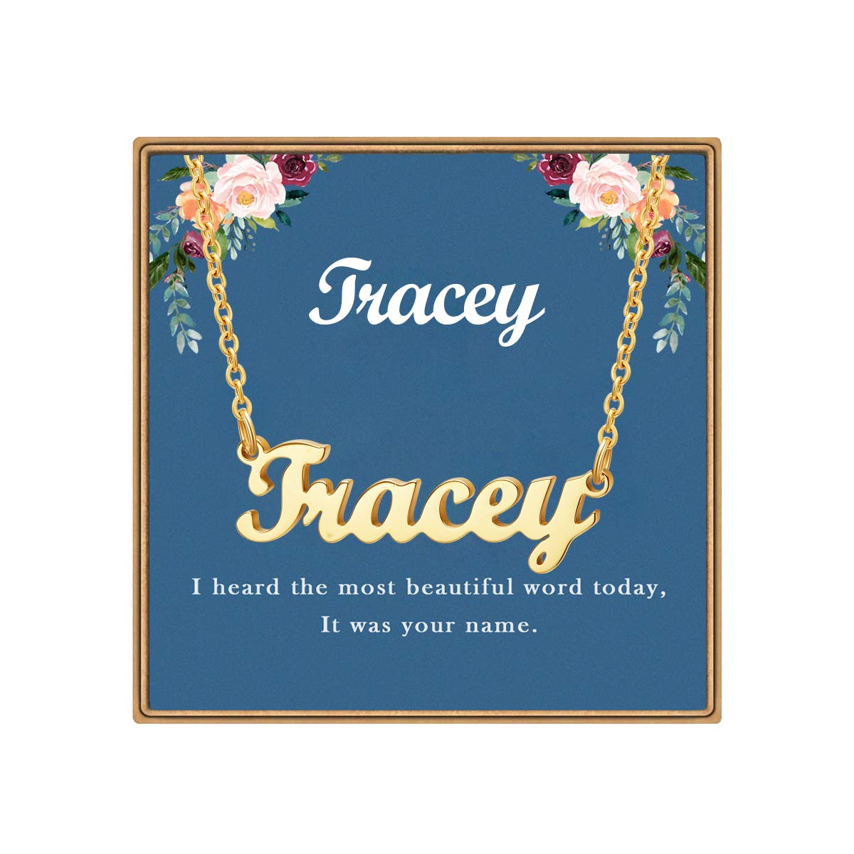 Ldurian Personalized Name Necklace - Custom 14K Gold Plated Nameplate Necklace for Women & Teen Girls | Dainty Aesthetic Jewelry Gift for Birthday, Anniversary & Special Occasions | Perfect for Everyday Wear, Date Nights & Gift Giving