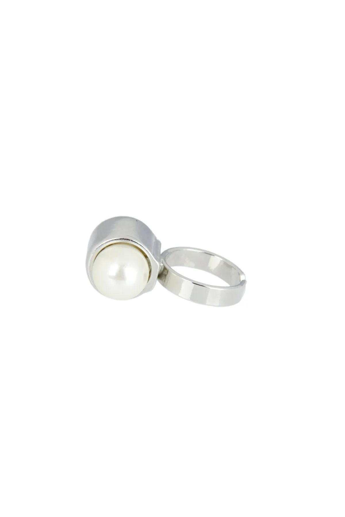 3D Pearl Ring with Metal Accent Silver - Elegant Jewelry for Women, Perfect for Weddings, Parties & Special Occasions