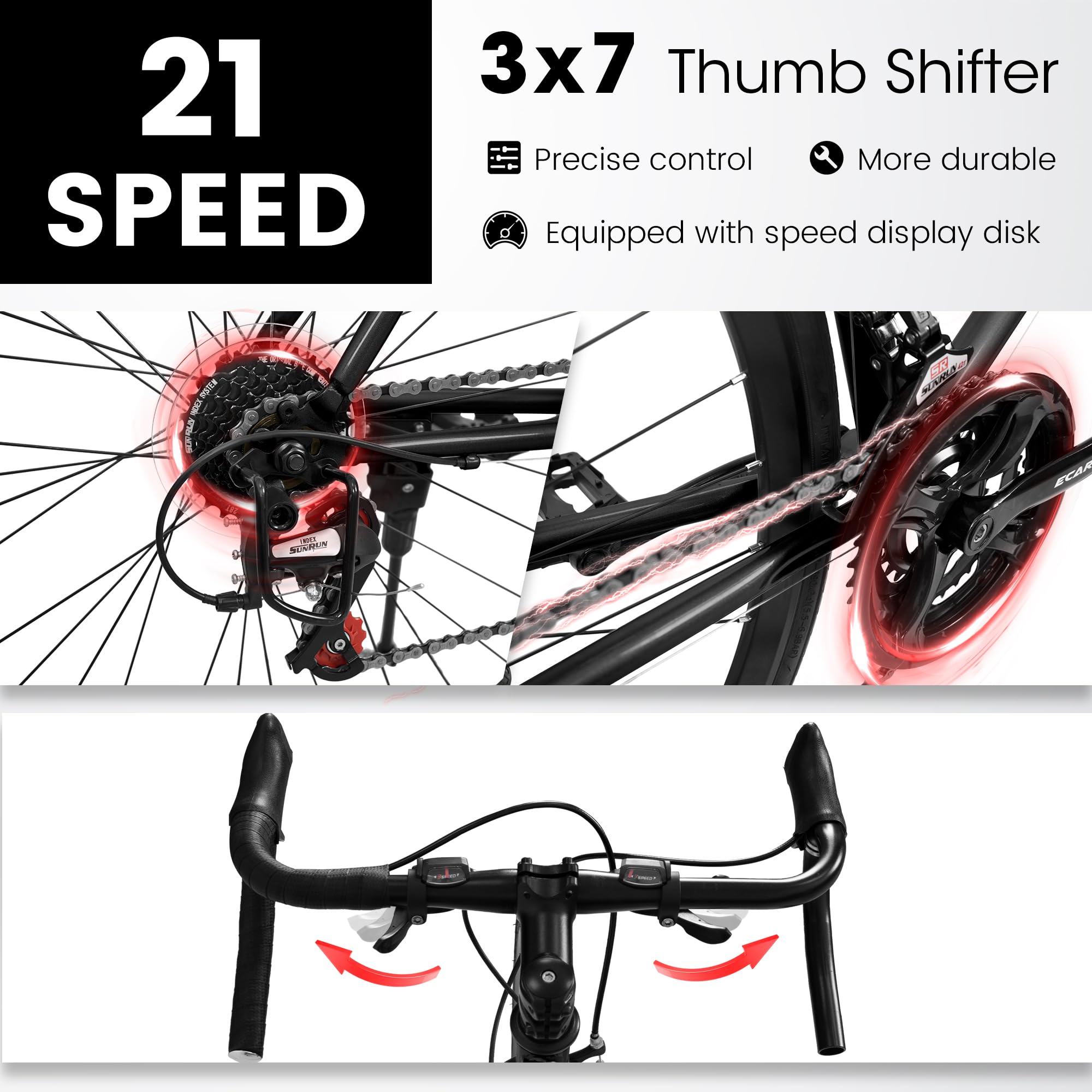 **700C Hybrid Road Bike for Men & Women - 16/21/24 Speed Aluminum/Steel Frame Commuter Bike - Perfect for City Riding, School & Work - Great Christmas & New Year Gift**