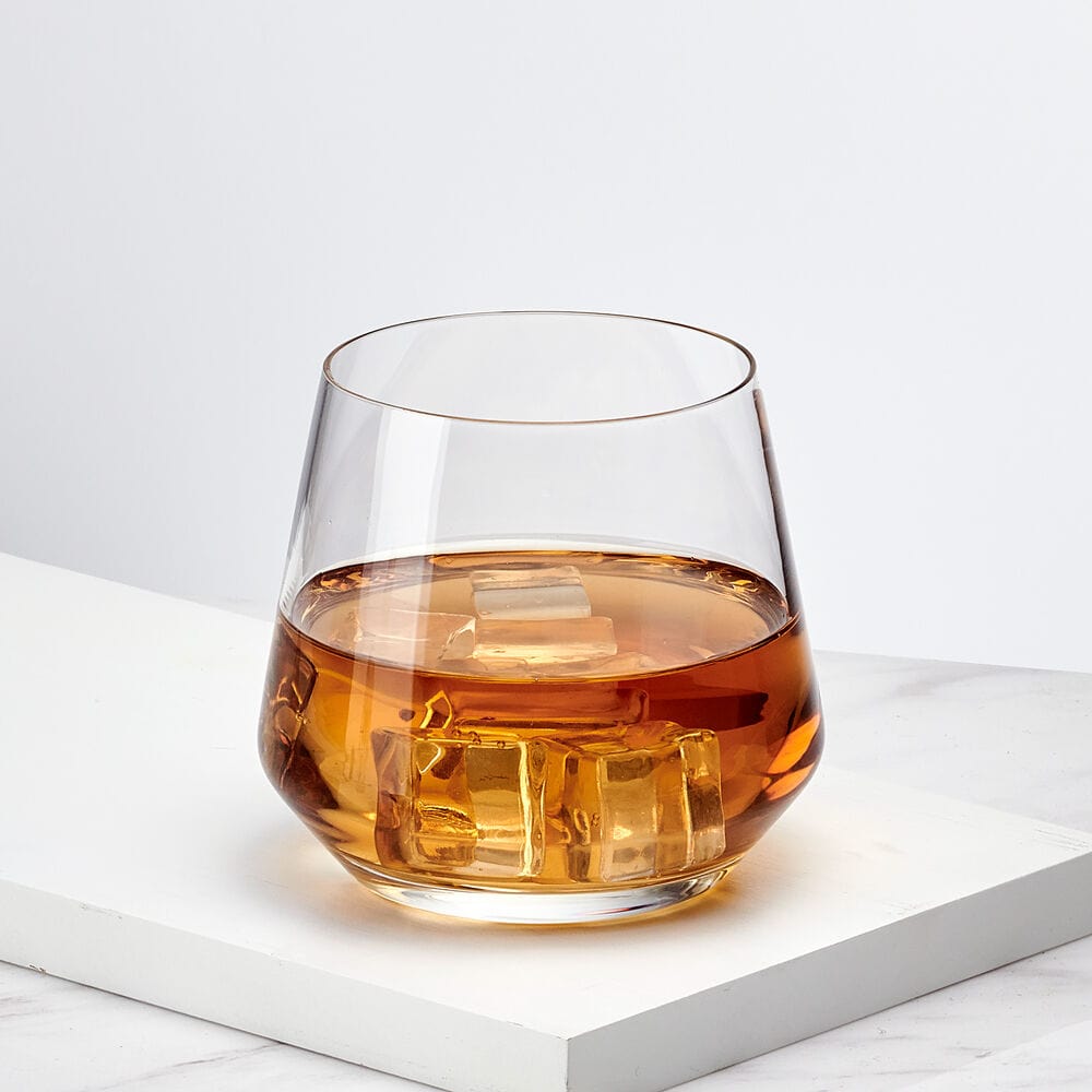 Premium Samantha Set of 4 Double Old Fashioned Whiskey Glasses - Heavy Base Crystal Clear Barware for Bourbon, Scotch & Cocktails - Perfect for Home Bars, Gifts & Entertaining