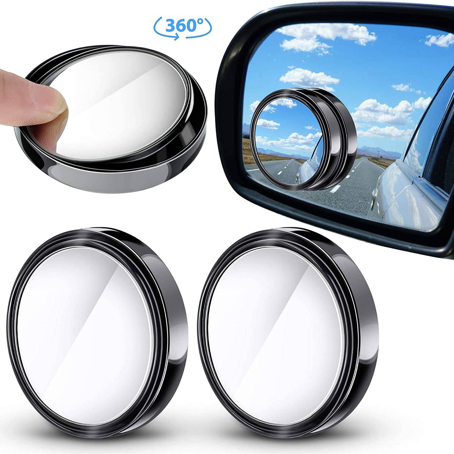 2 PCS Car Blind Spot Mirrors - 360° Adjustable Wide Angle Rear View Mirror for Enhanced Safety - Perfect for Parking, Lane Changing & Blind Spot Monitoring