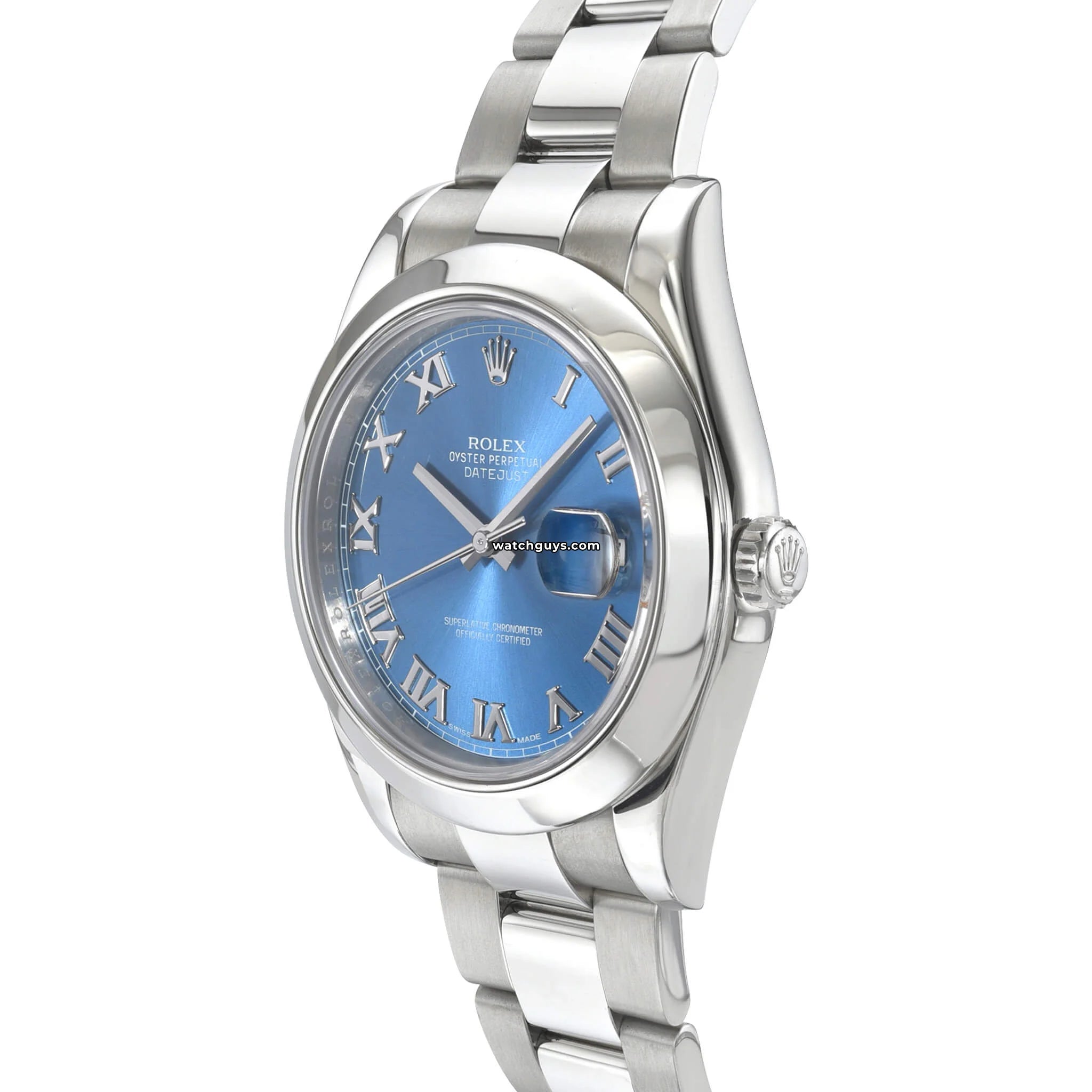 Rolex Datejust 116300 Stainless Steel Watch with Azzurro Blue Dial & Oyster Bracelet - Perfect for Business, Formal Events & Luxury Collectors