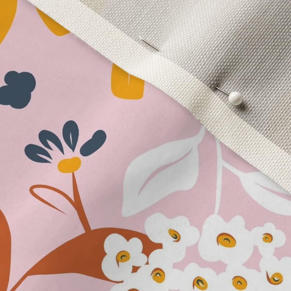 Boho Floral Blush Pink Flowers Printed Velvet Fabric by The Yard - Spring Summer Upholstery & Home Decor Fabric for DIY Projects, Curtains, Pillows, and Apparel