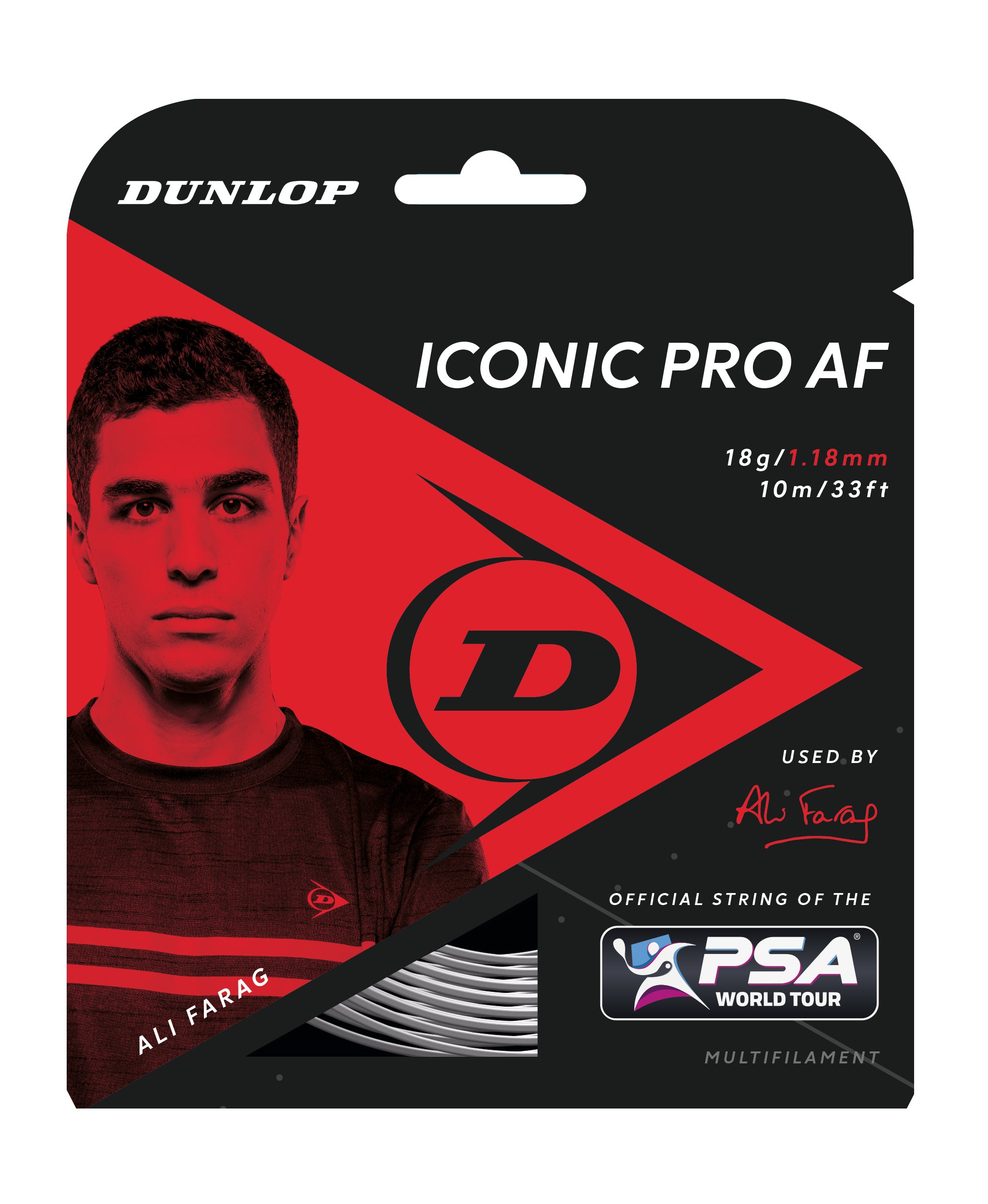 Dunlop Iconic Pro 18 Squash String - High Performance Black Racquet String for Competitive Play | Perfect for Tournament & Training Sessions
