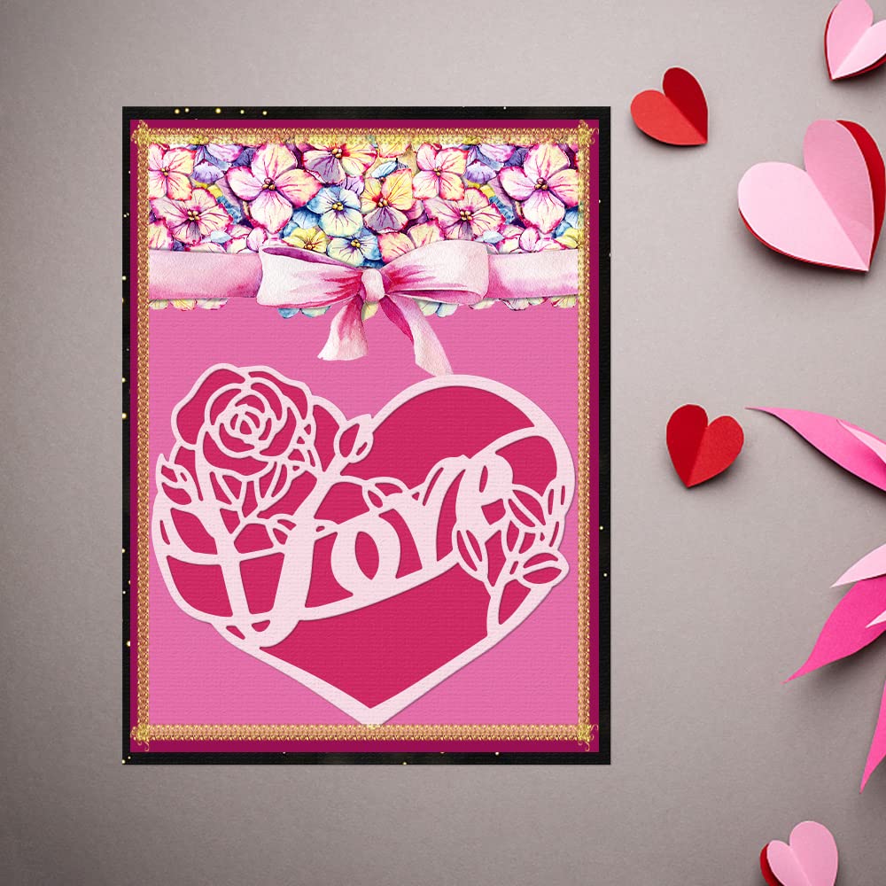 Valentine's Day Metal Cutting Dies for Card Making - 2 Love Hearts, Roses & Words Die Cuts, Embossing Stencil Template Tool for DIY Scrapbooking, Paper Cards & Photo Albums - Perfect for Valentine's Crafts, Wedding Invitations & Romantic Gift Decorations