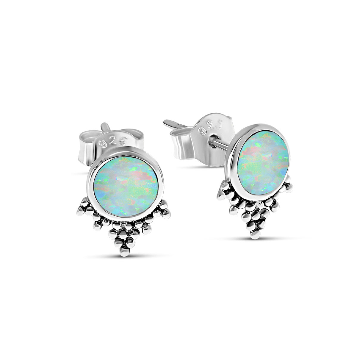 Mystic Mirror Opal Stud Earrings for Women - Genuine Opal Gemstone Jewelry - Perfect for Parties, Weddings & Everyday Wear