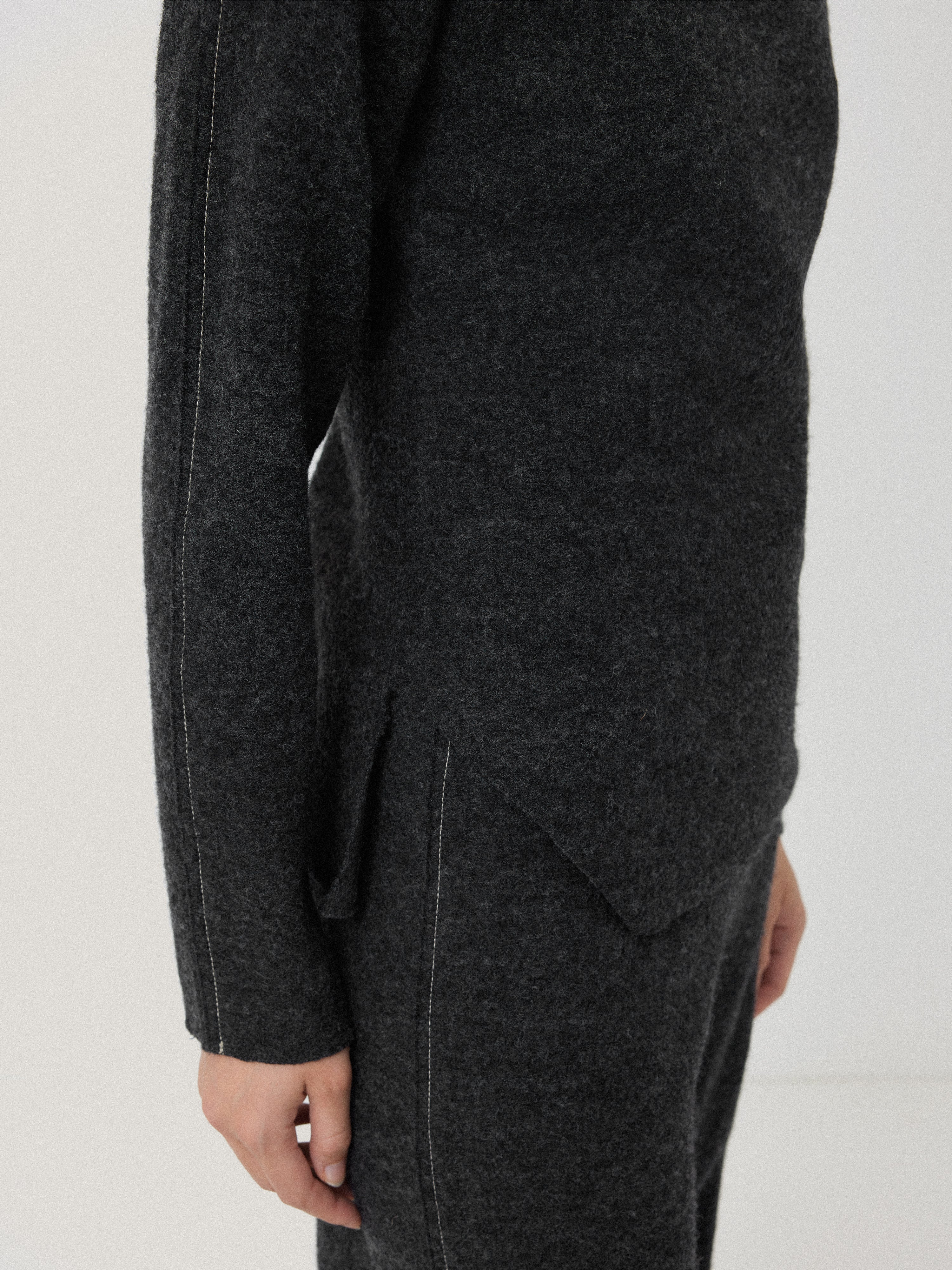Boiled Wool Blend Batwing Top for Women - Soft & Warm Dark Grey Sweater | Perfect for Fall & Winter Layering, Casual Outfits & Office Wear
