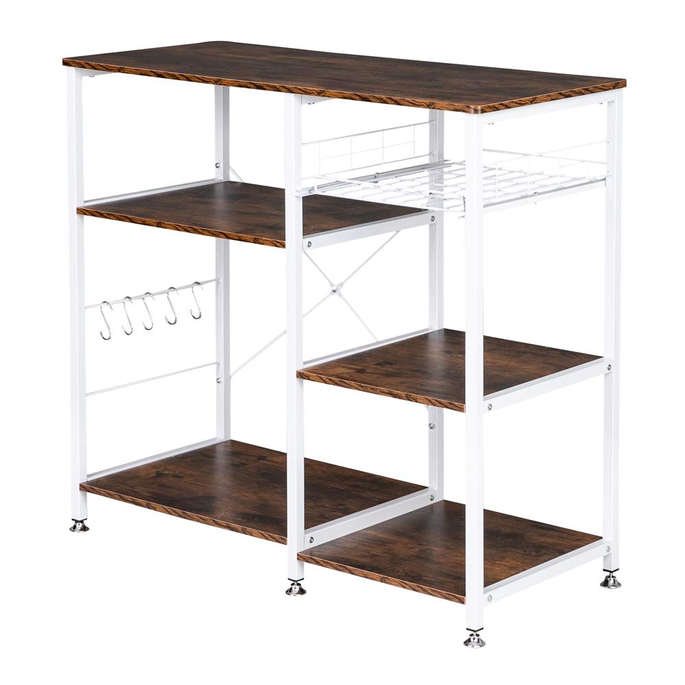 3-Tier Industrial Kitchen Baker's Rack with Microwave Stand - White Storage Cart for Baking, Cooking & Organizing - Perfect for Small Kitchens, Bakeries & Home Chefs