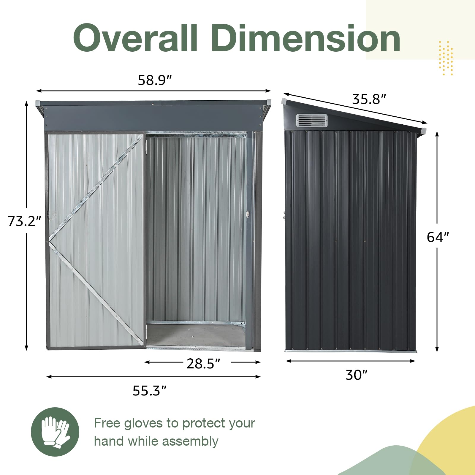 OC Orange-Casual 5x3 FT Outdoor Storage Shed - Heavy Duty Galvanized Steel Metal Garden Tool Shed with Lockable Door for Backyard, Patio & Lawn | Perfect for Storing Gardening Tools, Lawn Equipment & Seasonal Items (Black)