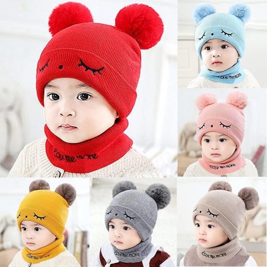 Trendsy Baby Knit Hat & Scarf Set for Toddlers - Winter Pom Pom Beanie & Neck Warmer for Girls & Boys (6 Months to 5 Years) - Perfect for Snow Play, Outdoor Winter Adventures & Holiday Photos