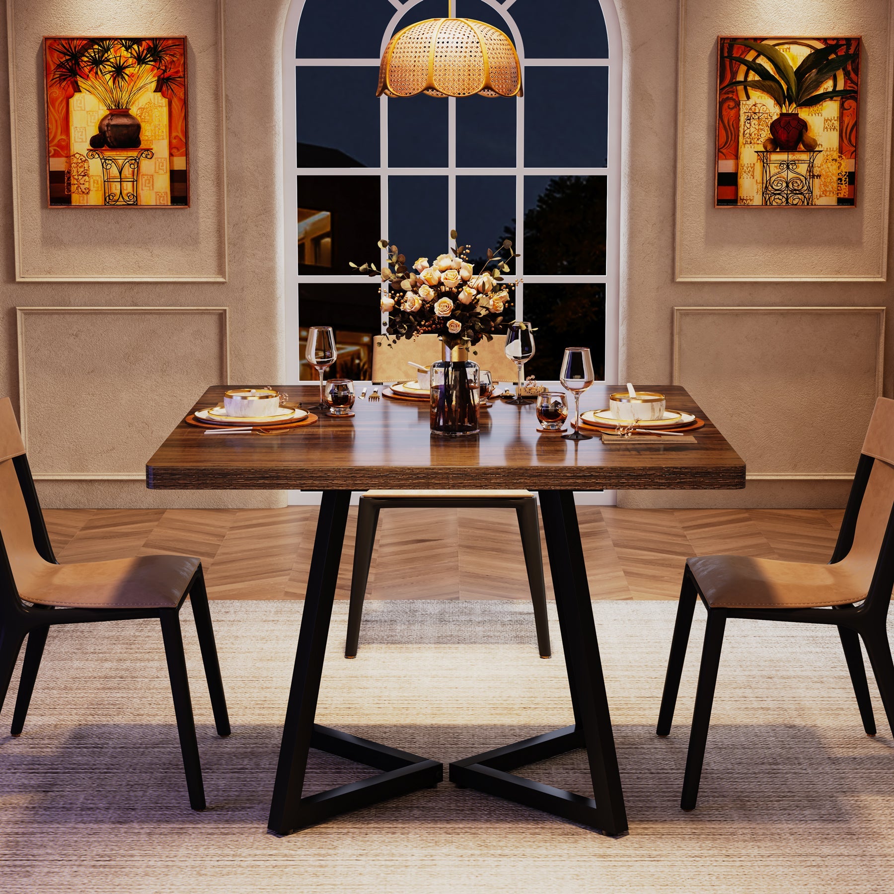 31.5 Inch Square Wooden Dining Table - Solid Wood Kitchen Table for 4 People - Perfect for Small Spaces, Breakfast Nooks & Cozy Family Meals