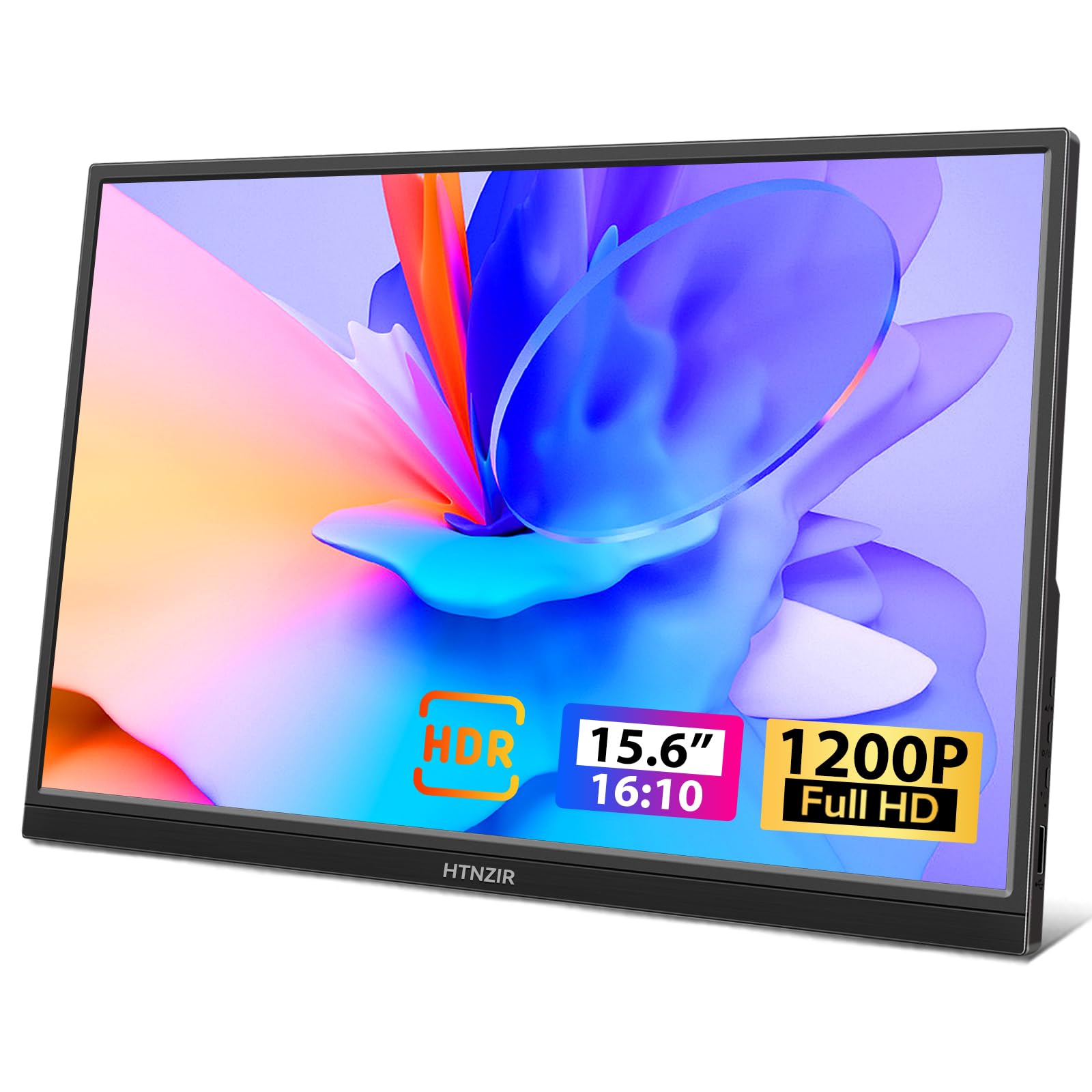 16 Inch Portable Monitor with 1920x1200 IPS Display - USB-C & HDMI Plug and Play Travel Monitor for Laptop, Mac, PC, Phone, PS5, Xbox & Switch - Ultra Slim Lightweight Design with Built-in Speakers for Work, Gaming & Entertainment On-The-Go