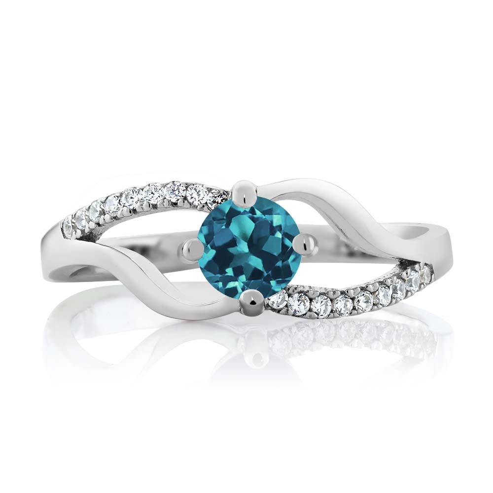 0.77 Ct Round London Blue Topaz Sterling Silver Ring - Size 5-9 | Gem Stone King | Elegant Birthstone Jewelry for Women, Perfect Gift for Anniversary, Birthday & Special Occasions