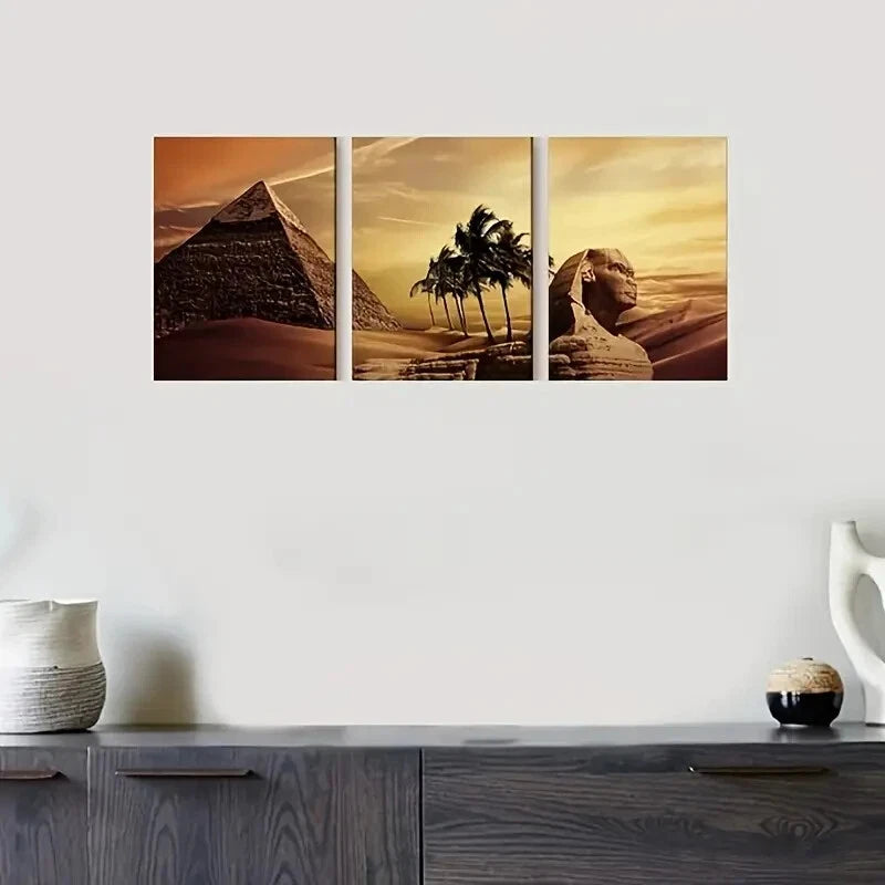 3-Piece Ancient Egypt Secrets Metal Wall Art Prints - Ready to Hang Home Decor for Living Room, Bedroom & Office