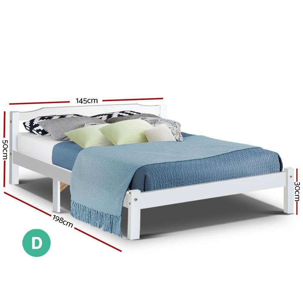 Premium Gibson Bed White & Normay Series Pillow Top Mattress - Medium Firm Support - Double Package Set - Perfect for Guest Rooms, Dorms & Cozy Bedrooms