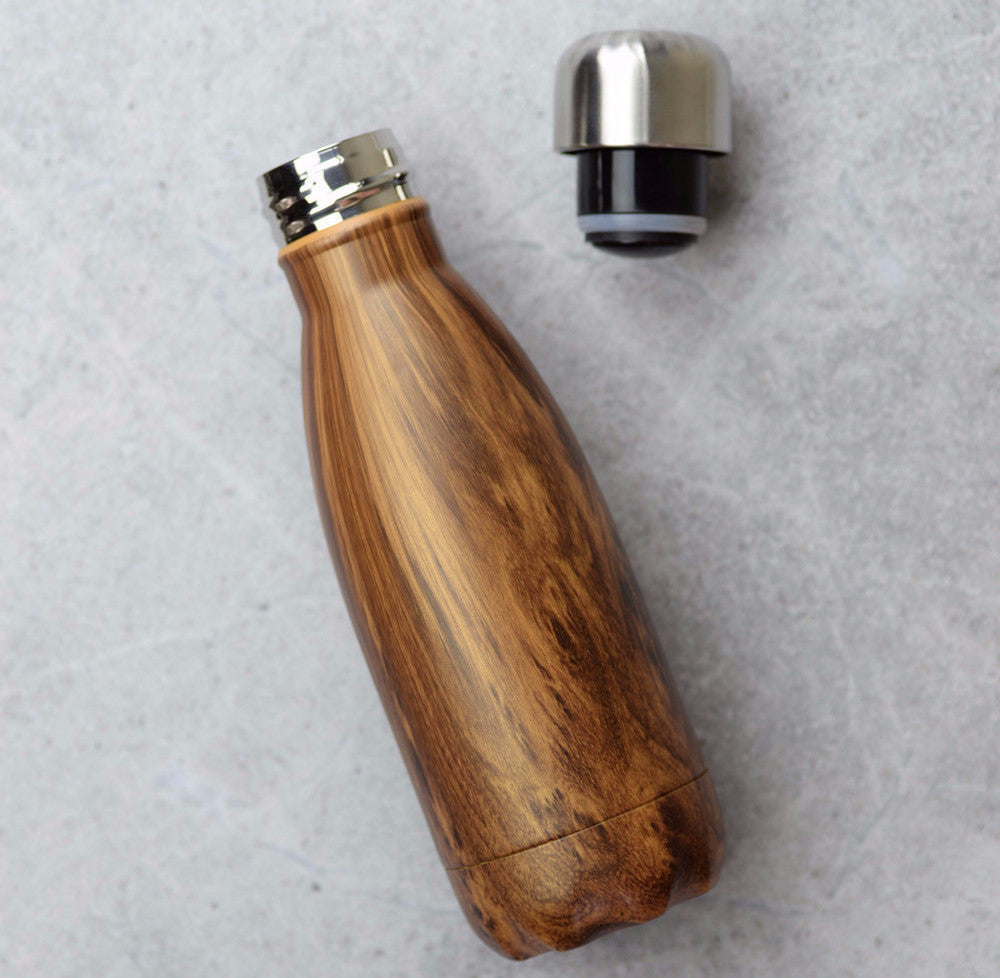 S'well Wood Insulated Water Bottle 9oz (266mL) - Leakproof & Eco-Friendly Stainless Steel Travel Tumbler for Hot & Cold Drinks - Perfect for Hiking, Office, Gym & Outdoor Activities