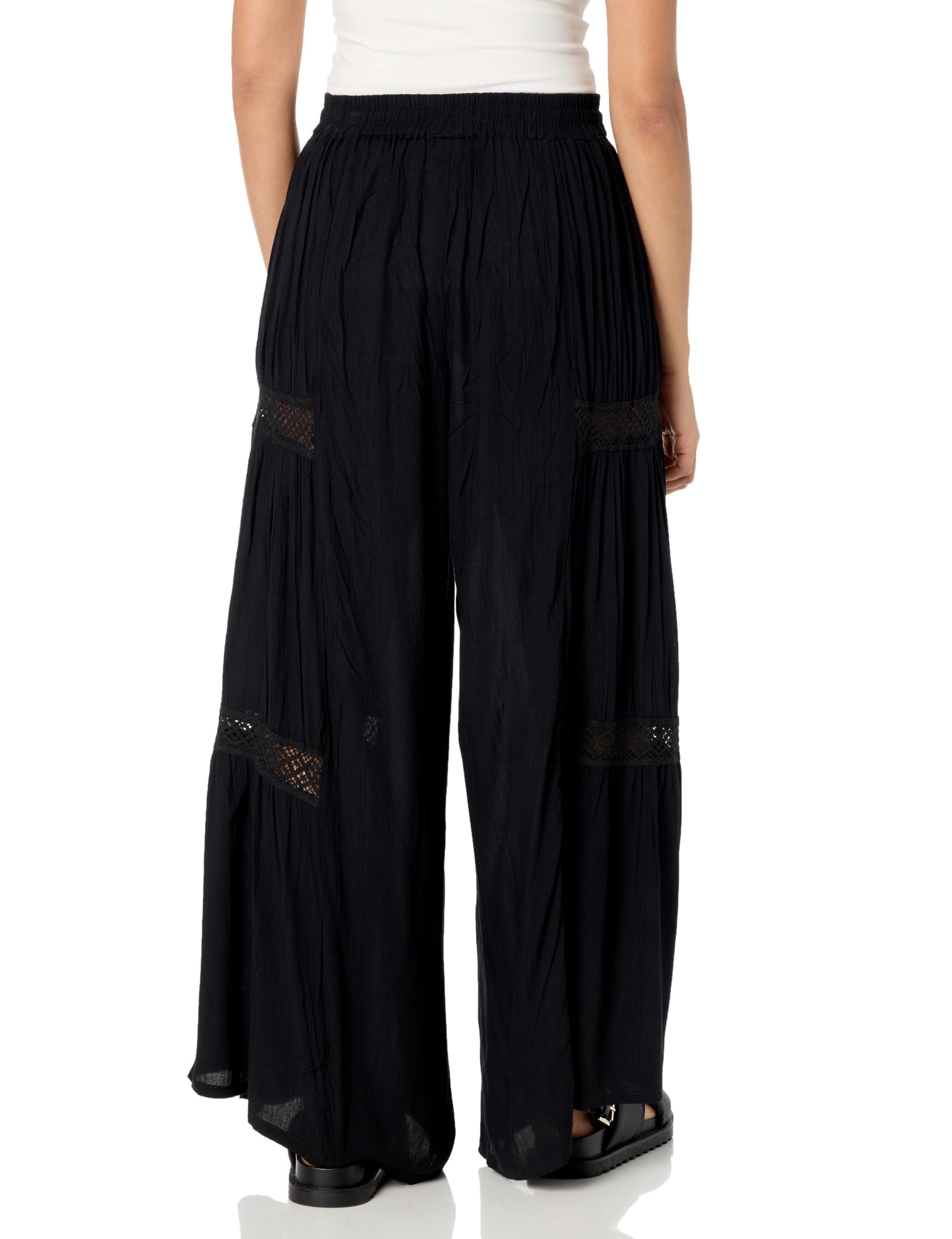 Angie Women's Wide Leg Lace Pants - Comfortable High Waist Flowy Trousers for Casual & Office Wear | Perfect for Work, Date Night & Special Occasions