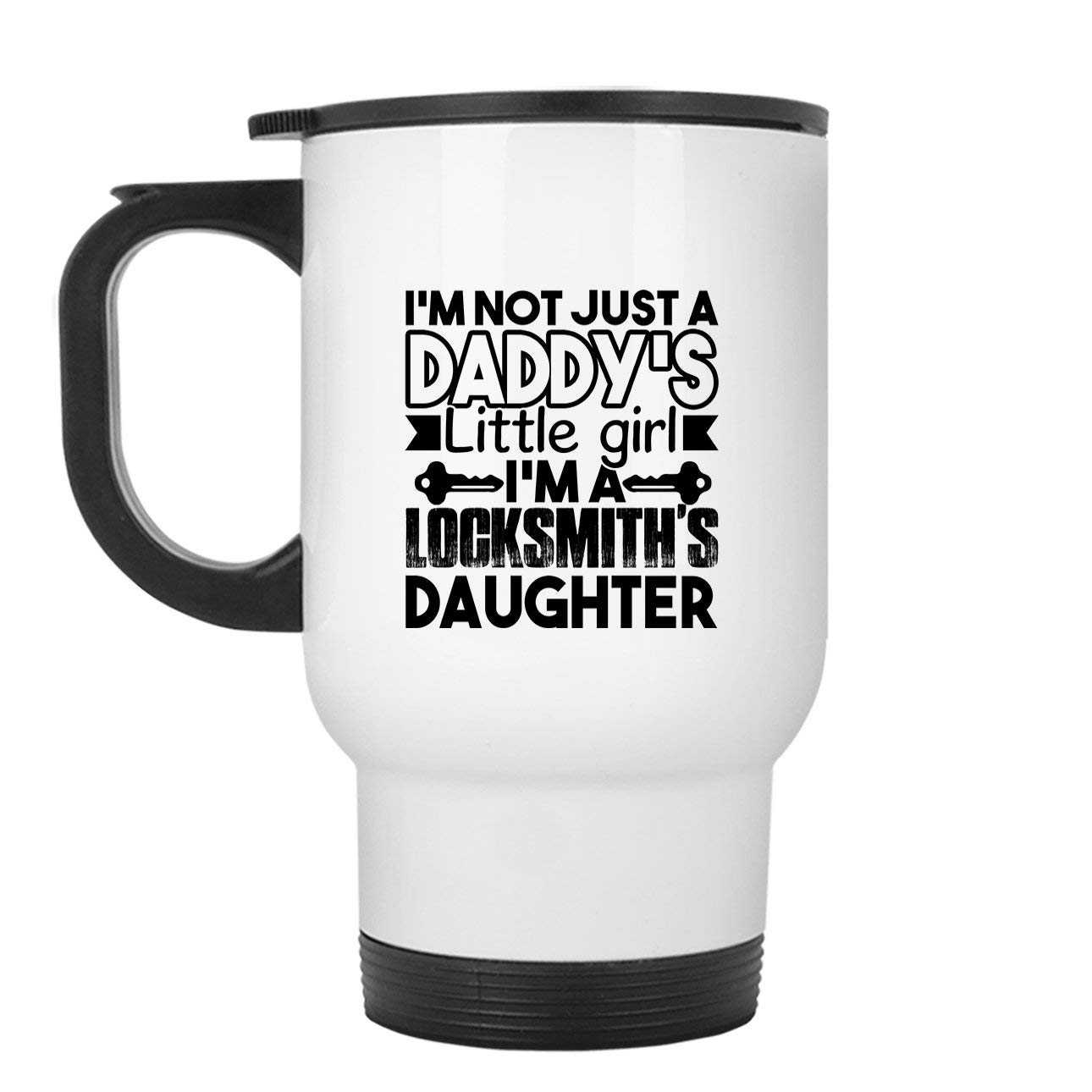 Locksmith's Daughter Insulated Travel Mug - 16oz Stainless Steel Tumbler with Lid, Leak-Proof & Sweat-Proof, Perfect for Coffee, Tea & Cold Drinks - Ideal for Office, Commuting & Outdoor Adventures (White)